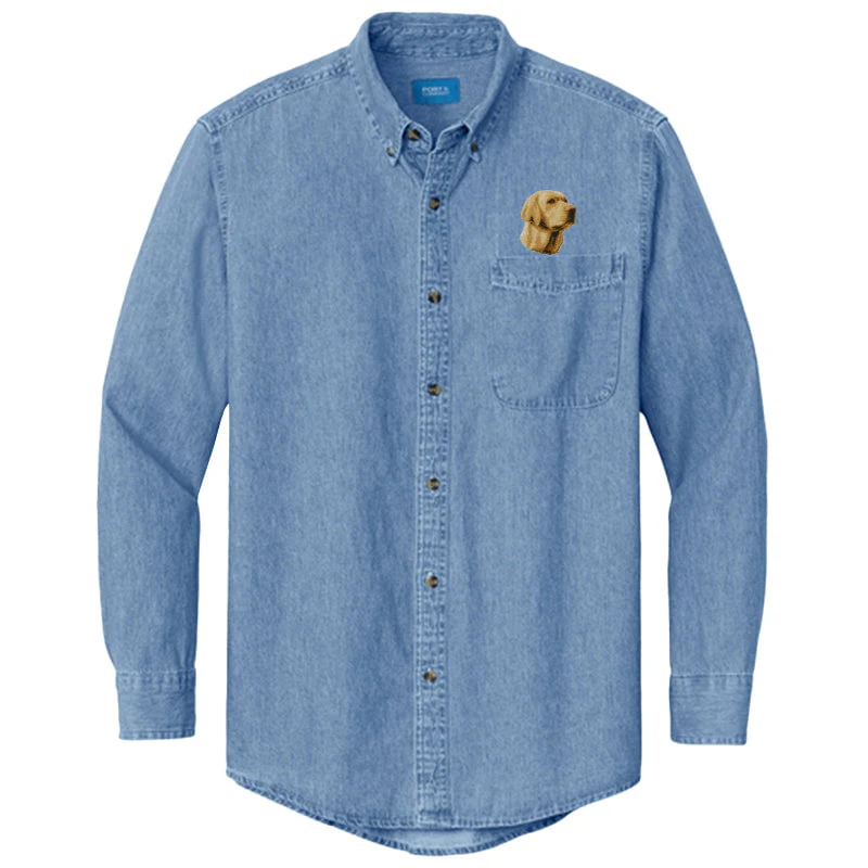 Labrador Retriever Embroidered Men's Denim Shirt - Image 8