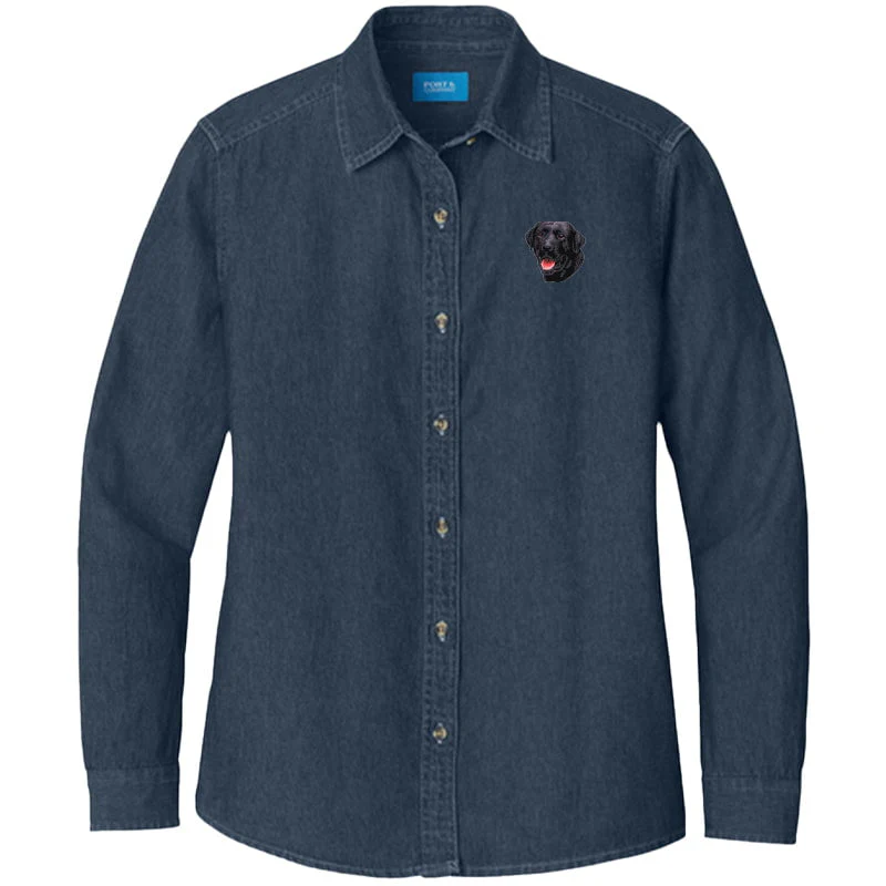 Labrador Retriever Embroidered Women's Denim Shirt - Image 3