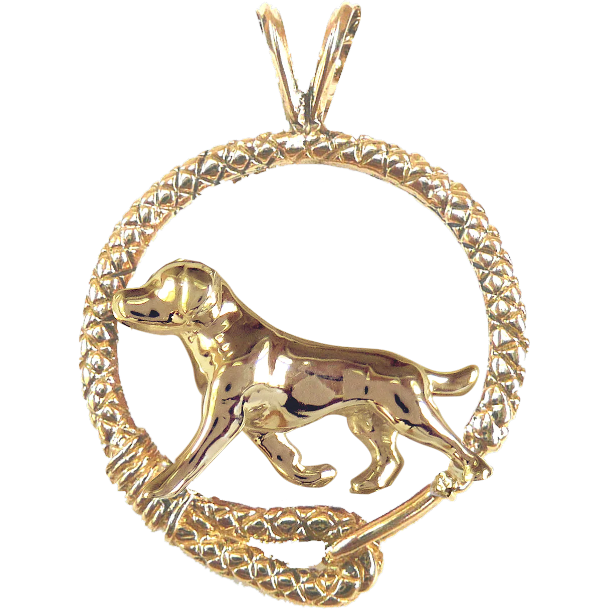 Solid 14K Gold Labrador Retriever Leash Pendant