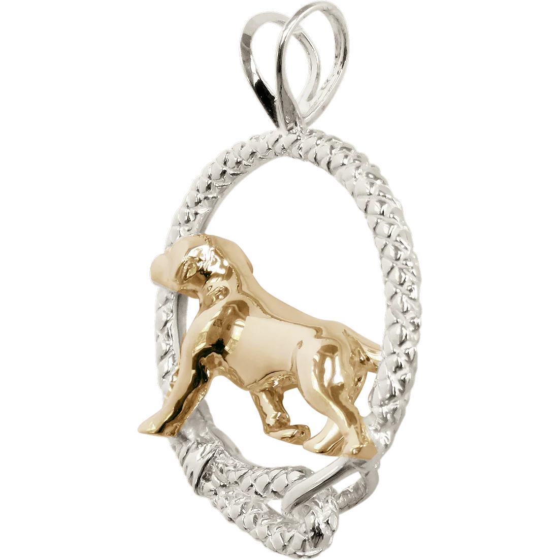 Solid 14K Gold Labrador Retriever in Sterling Silver Leash Pendant - Image 3