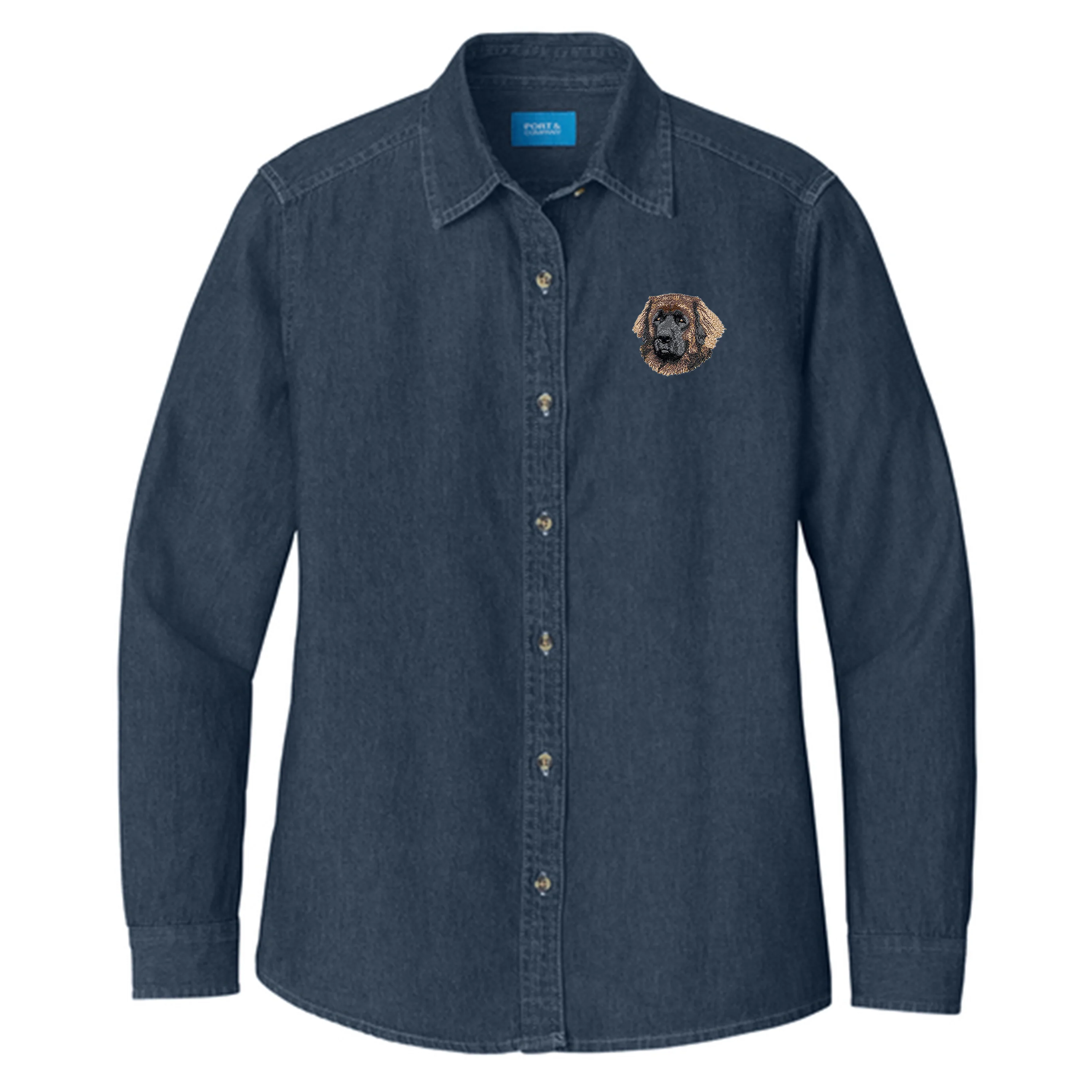 Leonberger Embroidered Women's Denim Shirt