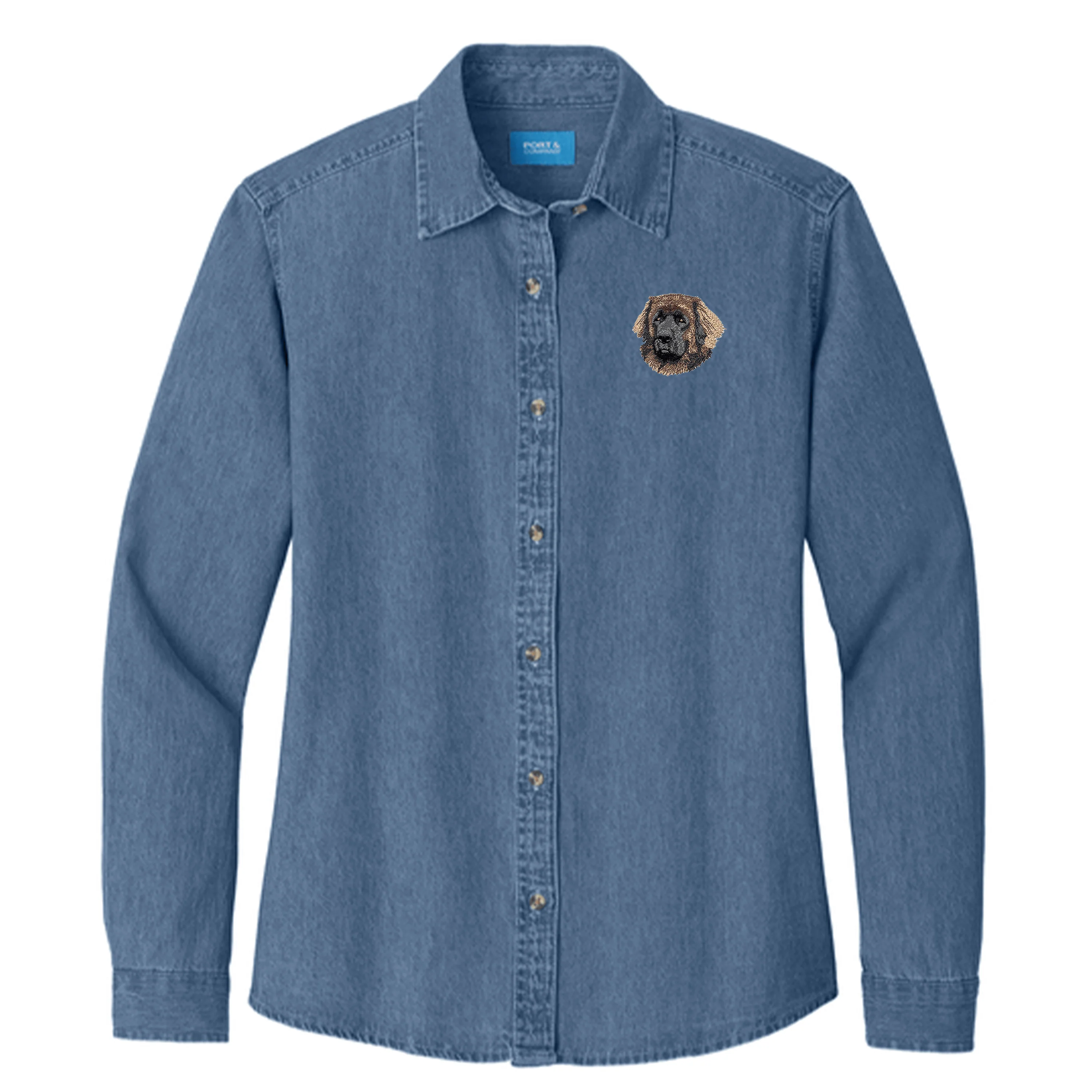Leonberger Embroidered Women's Denim Shirt - Image 3