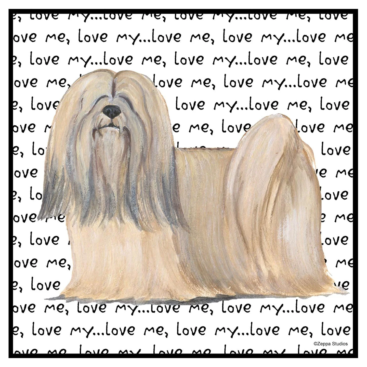 Lhasa Apso Love Text - Women's V-Neck T-Shirt - Image 2