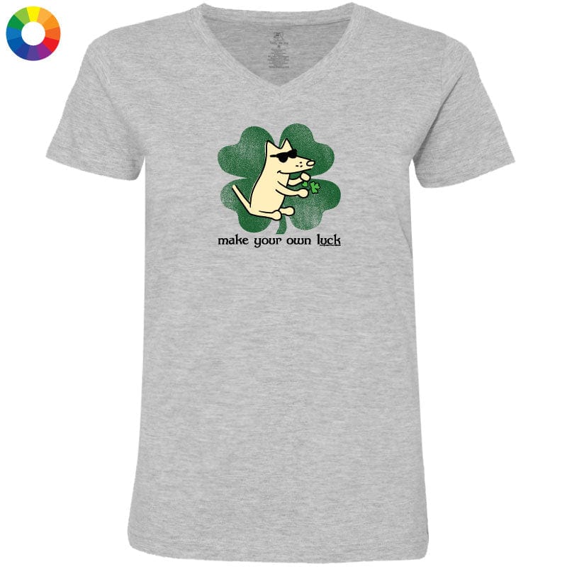 Make Your Own Luck - Ladies T-Shirt V-Neck - Image 3
