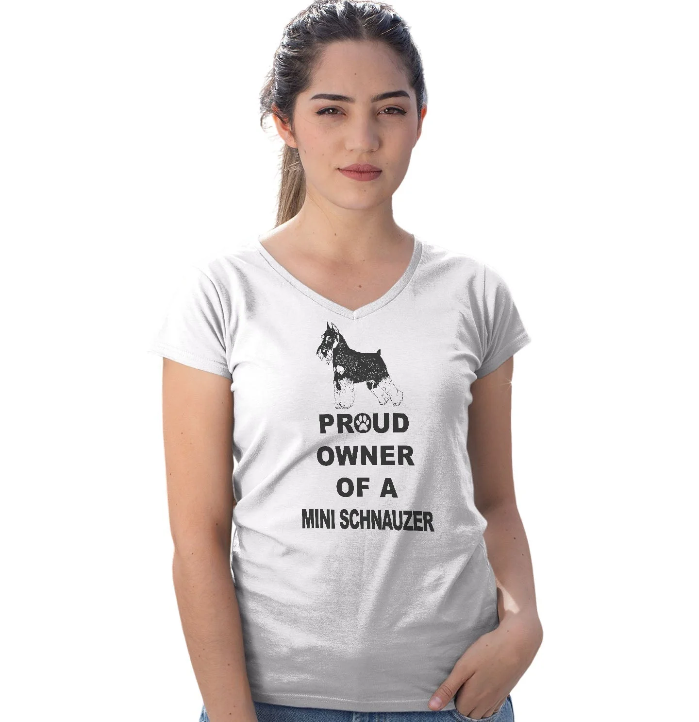 Miniature Schnauzer Proud Owner - Women's V-Neck T-Shirt - Image 3