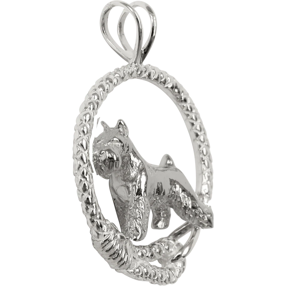 Miniature Schnauzer in Solid Sterling Silver Leash Pendant - Image 2