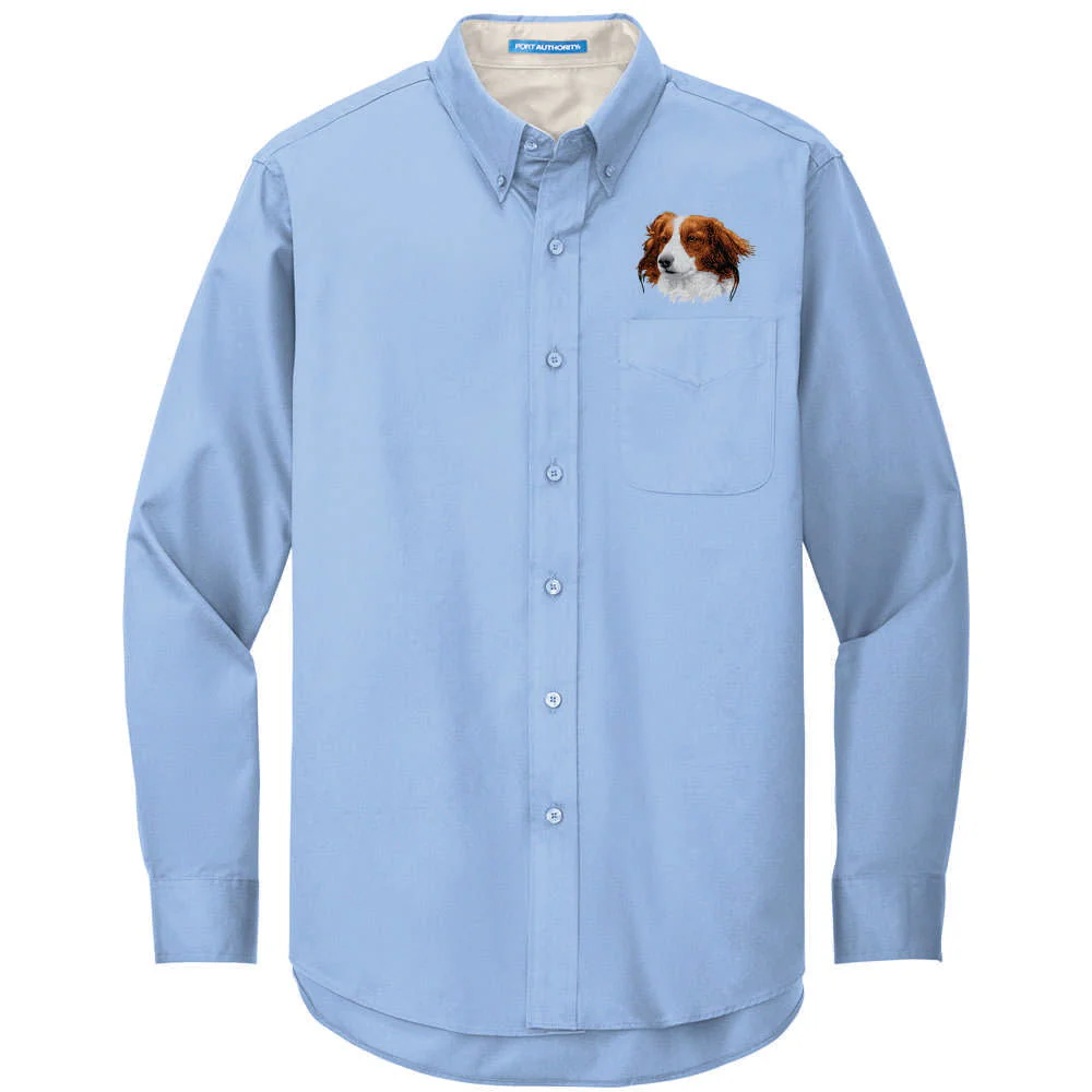 Nederlandse Kooikerhondje Embroidered Long Sleeve Button Up Shirt - Image 3