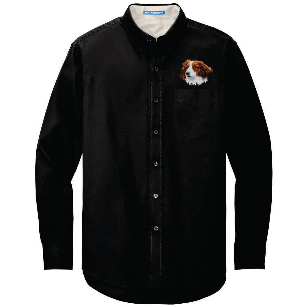 Nederlandse Kooikerhondje Embroidered Long Sleeve Button Up Shirt - Image 4