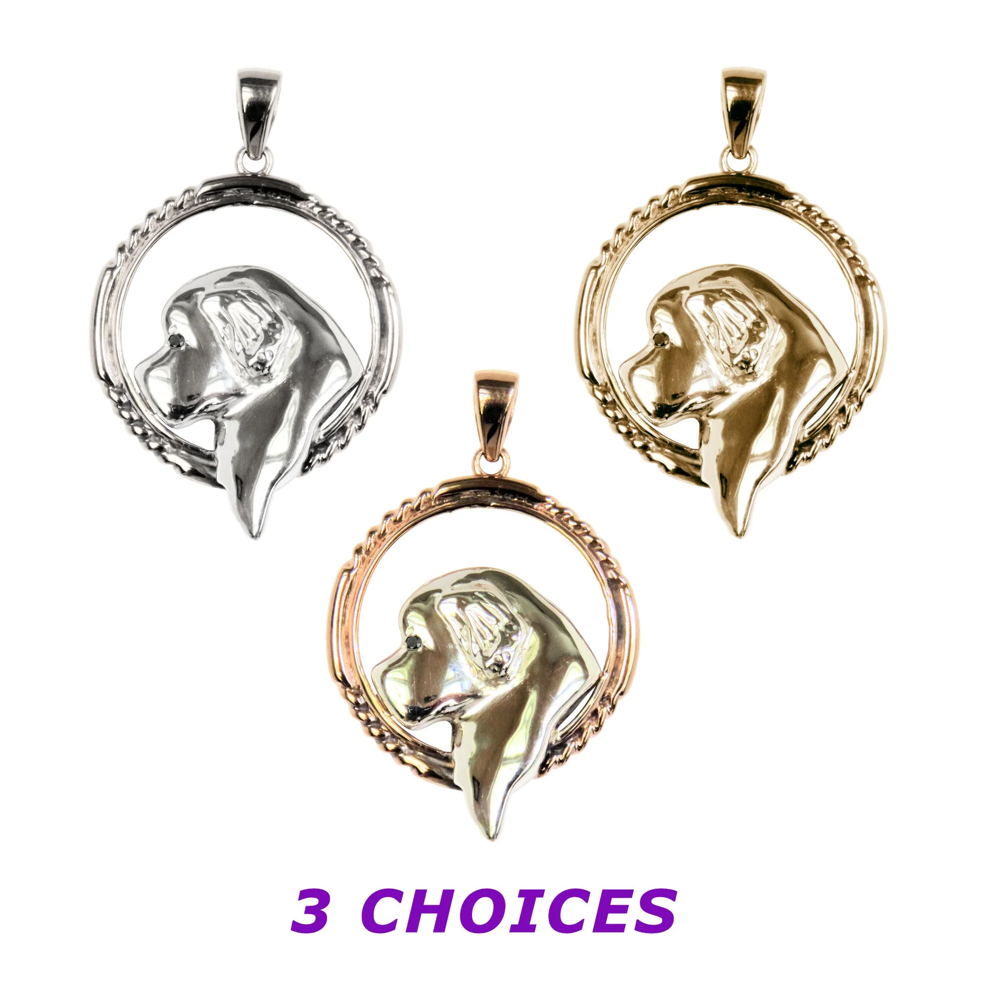 Newfoundland in 14K Gold Braided Circle Pendant - Image 2