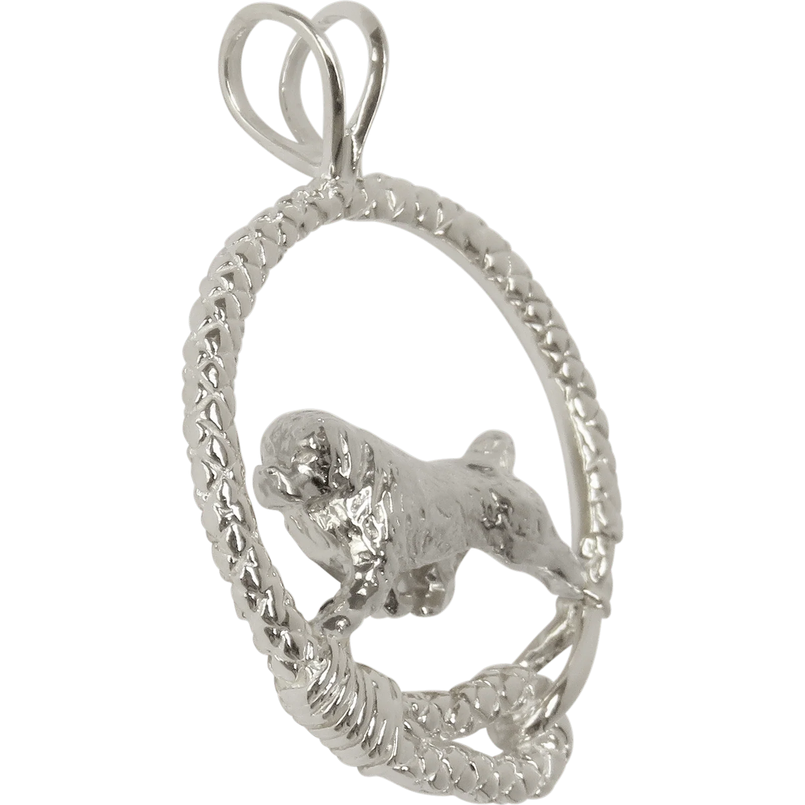 Newfoundland in Solid Sterling Silver Leash Pendant - Image 2