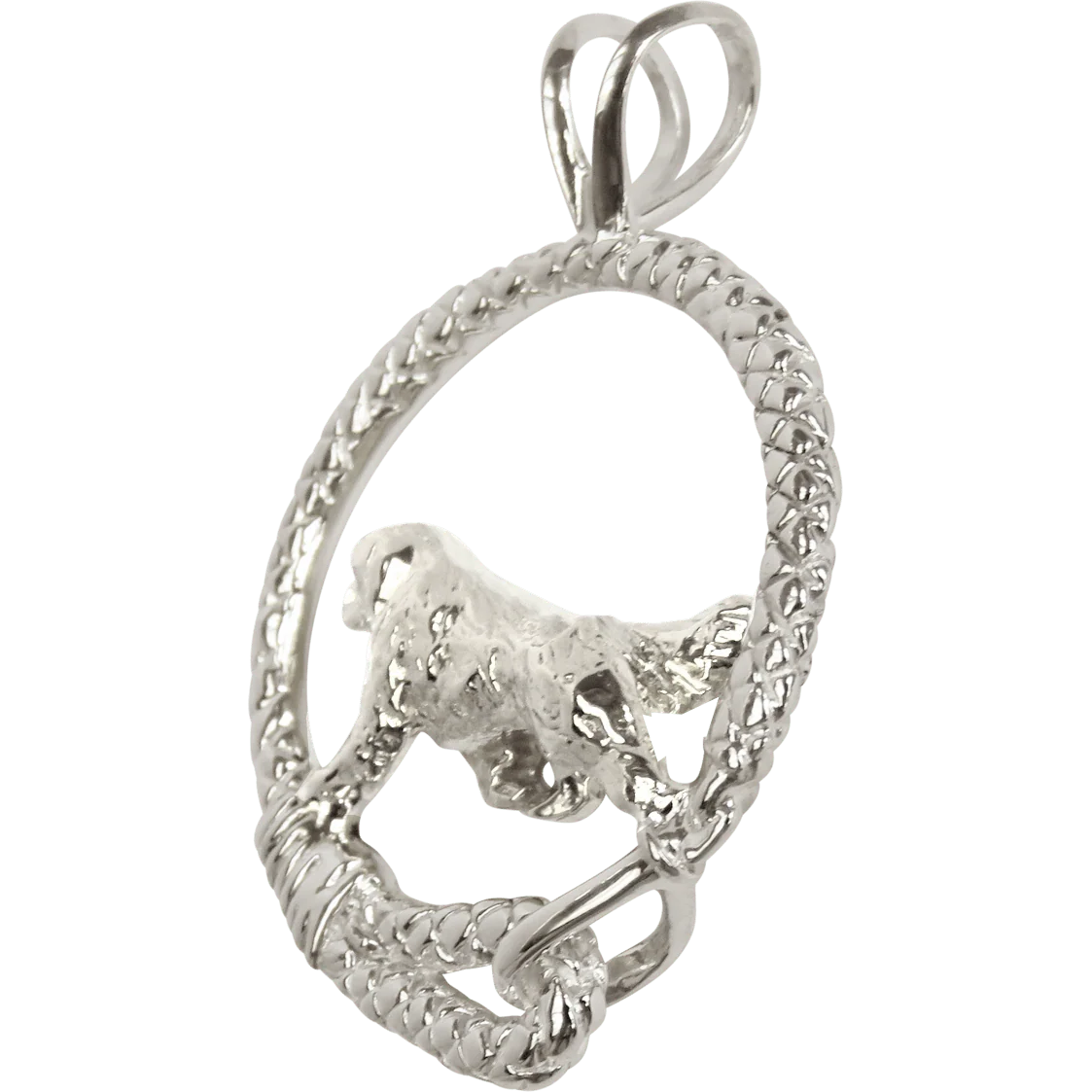 Newfoundland in Solid Sterling Silver Leash Pendant - Image 3