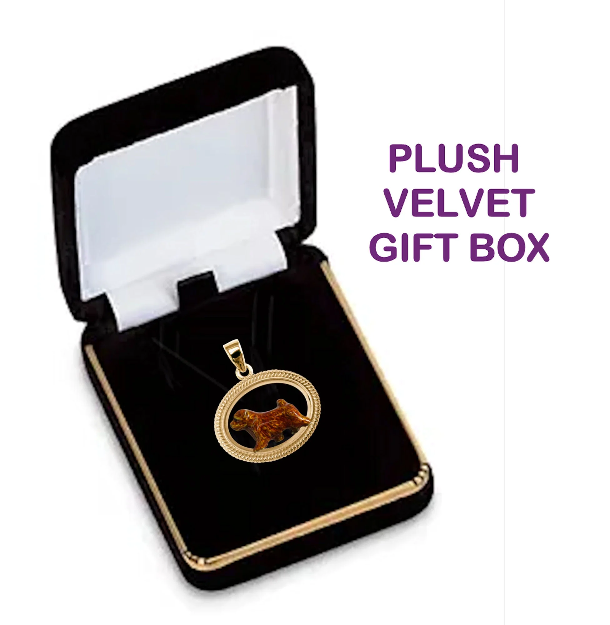 Norfolk Terrier Custom Enamel in 14K Gold braided Oval Pendant - Image 2