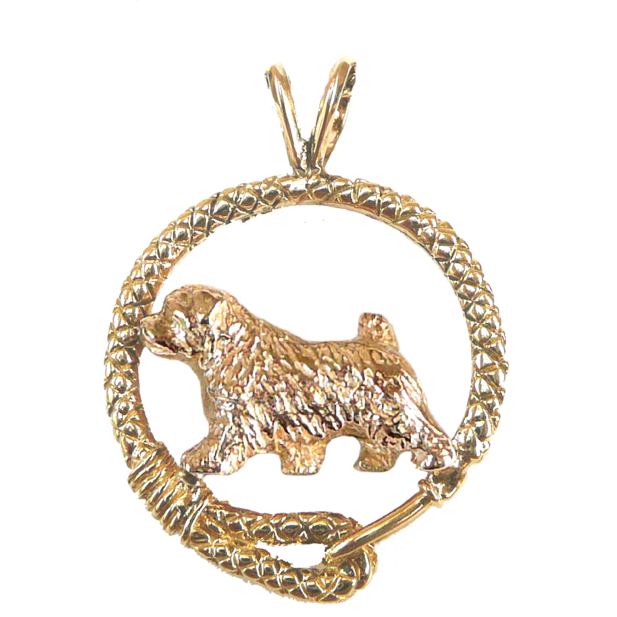 Solid 14K Gold Norfolk Terrier Leash Pendant