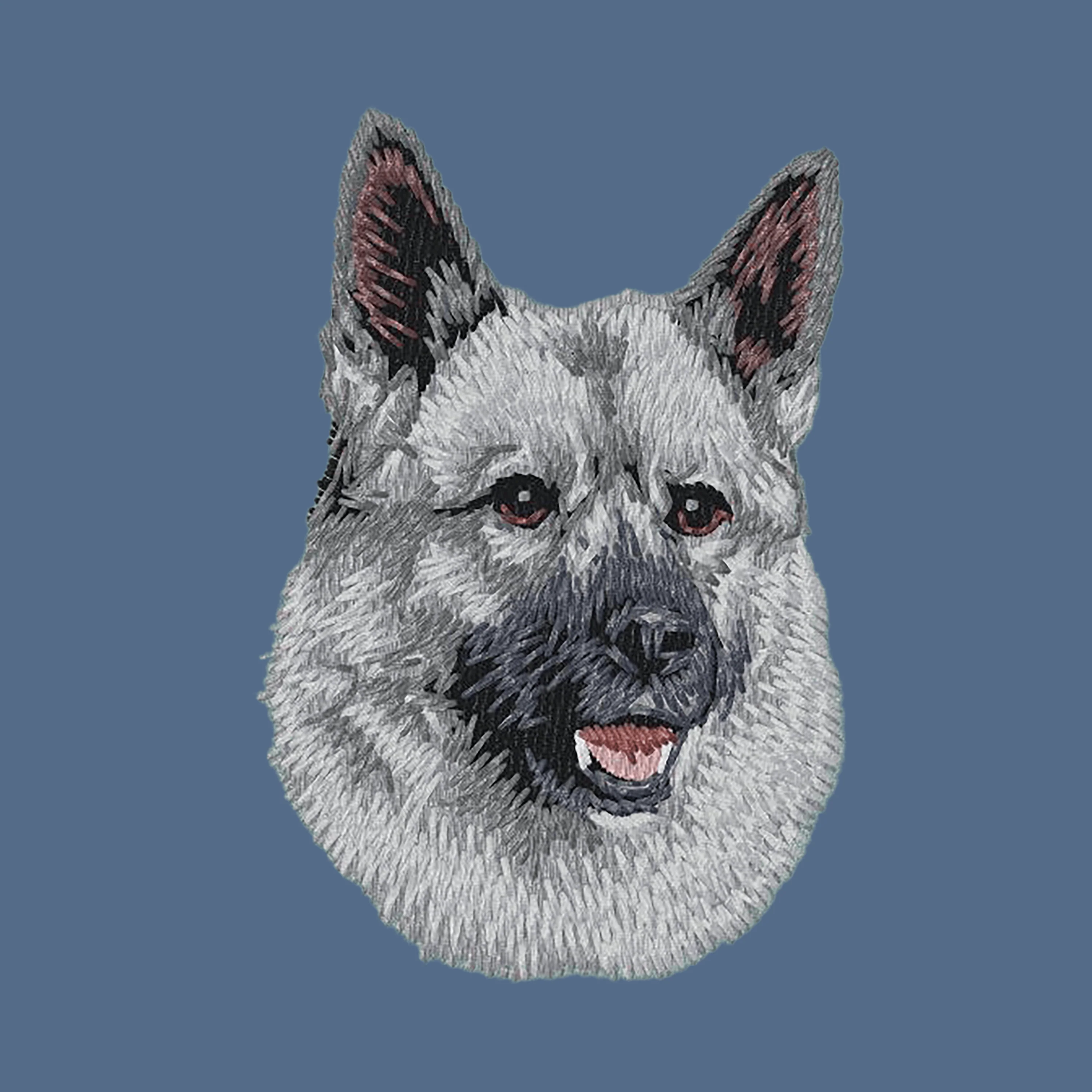 Norwegian Elkhound Embroidered Women's Denim Shirt - Image 2