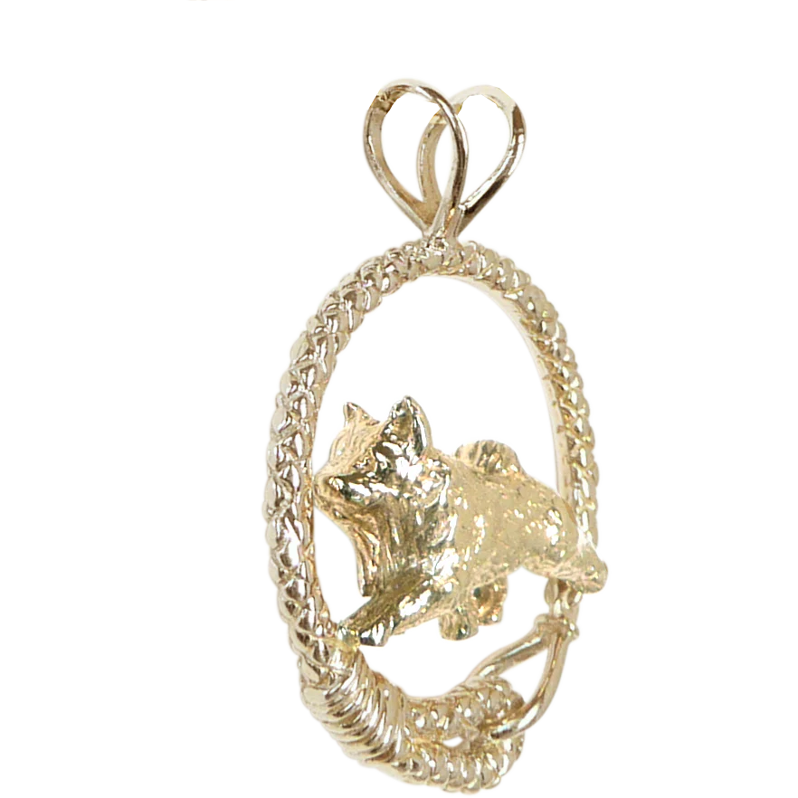 Solid 14K Gold Norwegian Elkhound Leash Pendant - Image 2