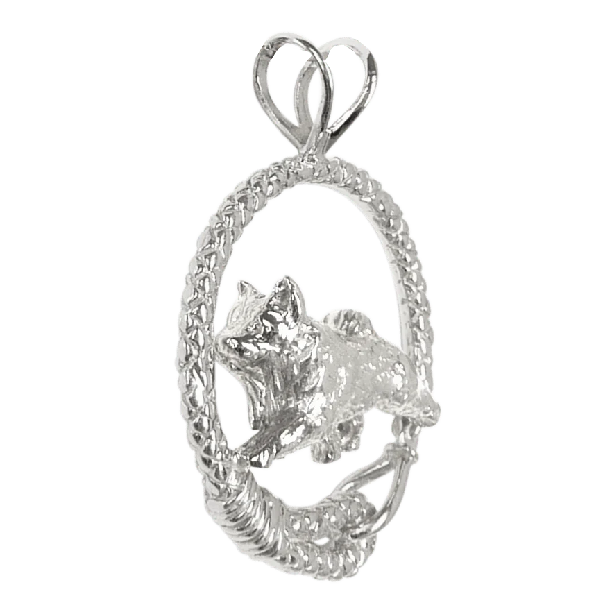Norwegian Elkhound in Solid Sterling Silver Leash Pendant - Image 2