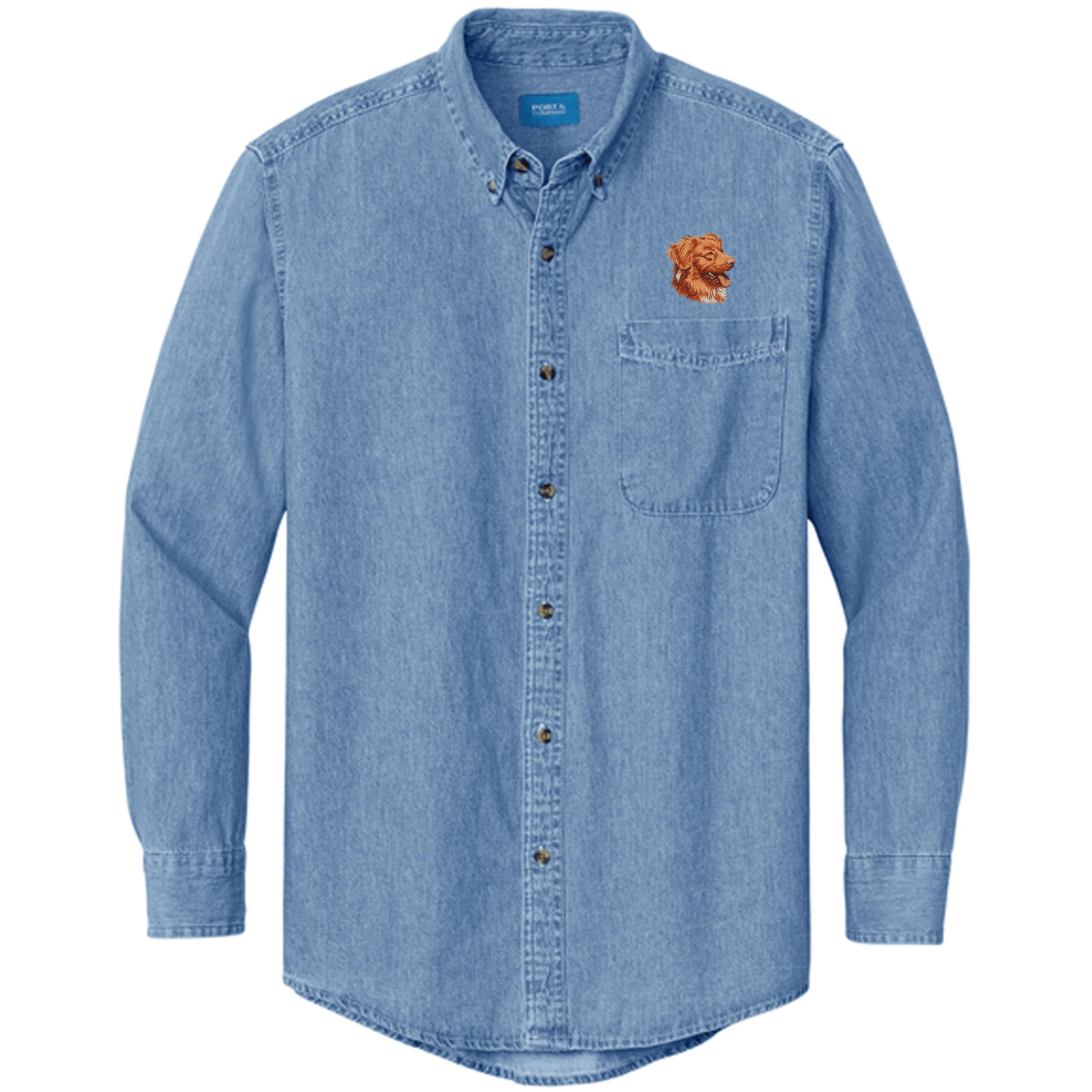 Nova Scotia Duck Tolling Retriever Embroidered Men's Denim Shirt