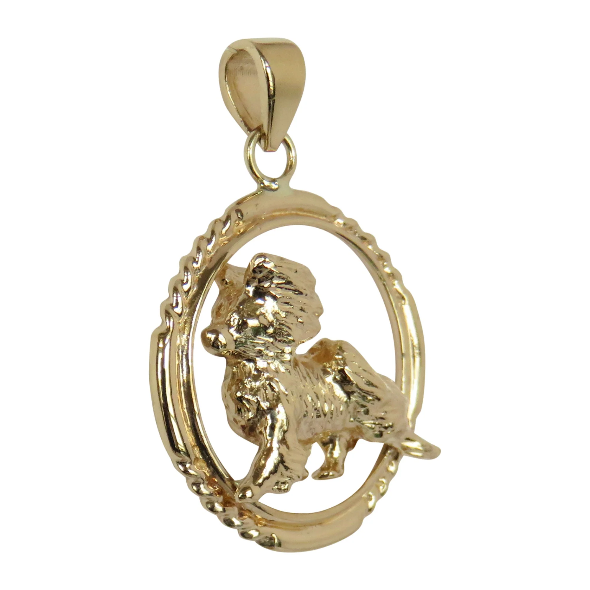 Papillon  in 14K Gold Bamboo Circle Pendant - Image 2