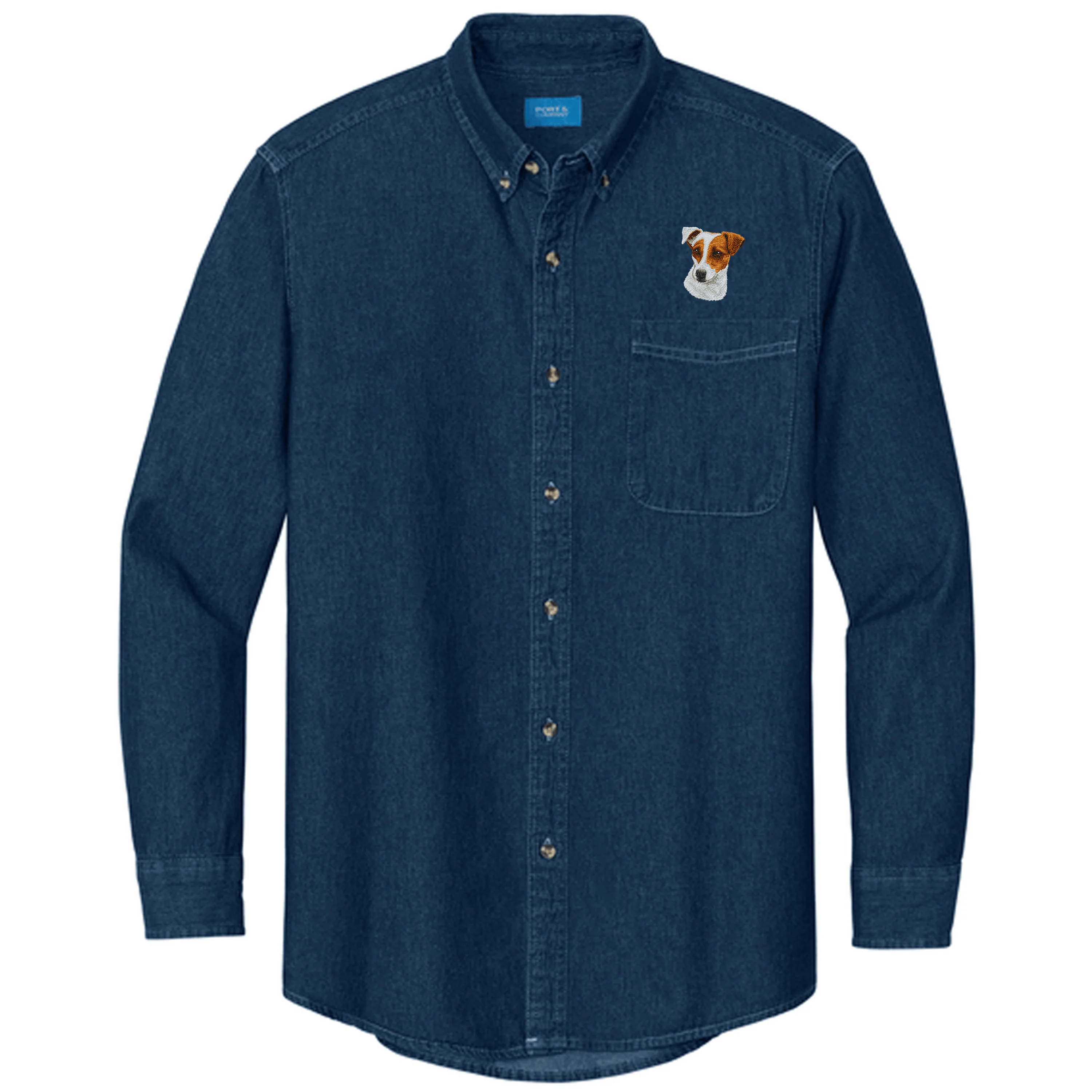 Parson Russell Terrier Embroidered Men's Denim Shirt - Image 3