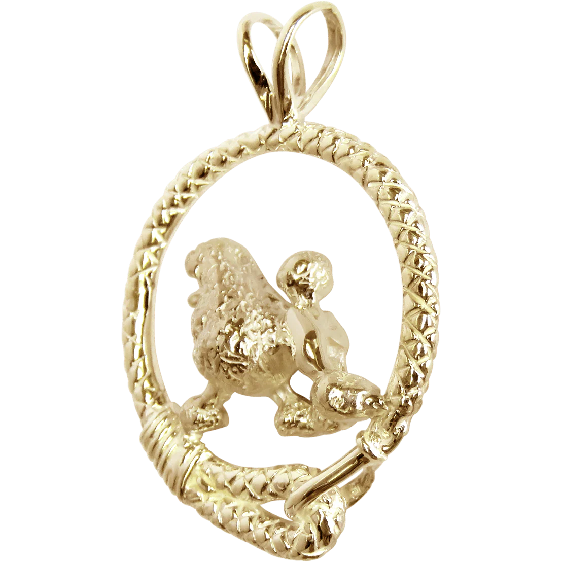 Solid 14K Gold Poodle Leash Pendant - Image 3