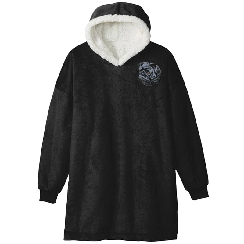 Pug Embroidered Wearable Blanket