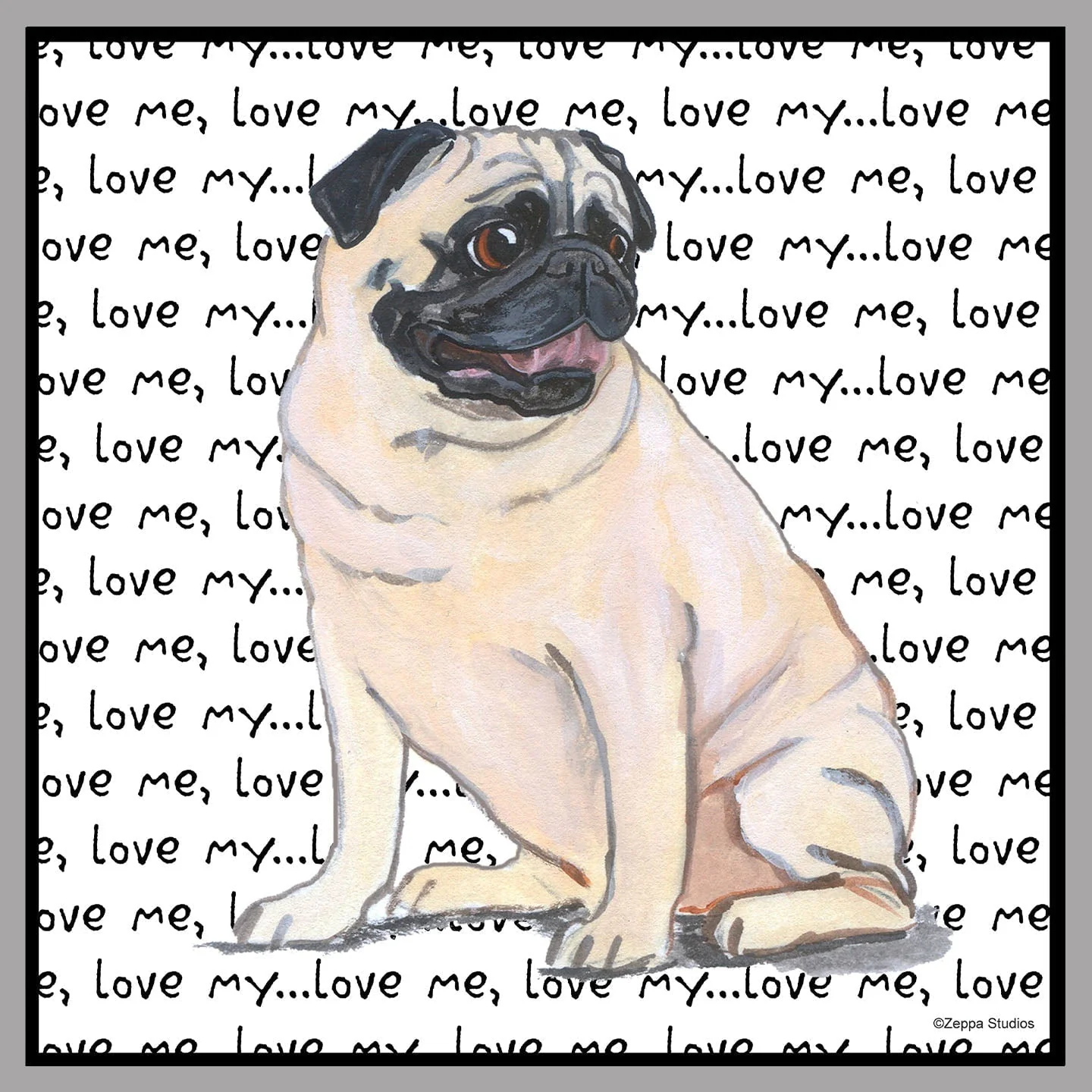 Pug Love Text - Women's V-Neck T-Shirt - Image 2