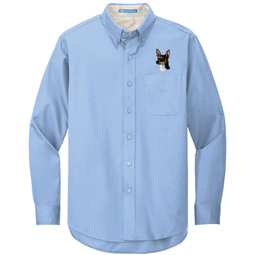 Rat Terrier Embroidered Long Sleeve Button Up Shirt - Image 3