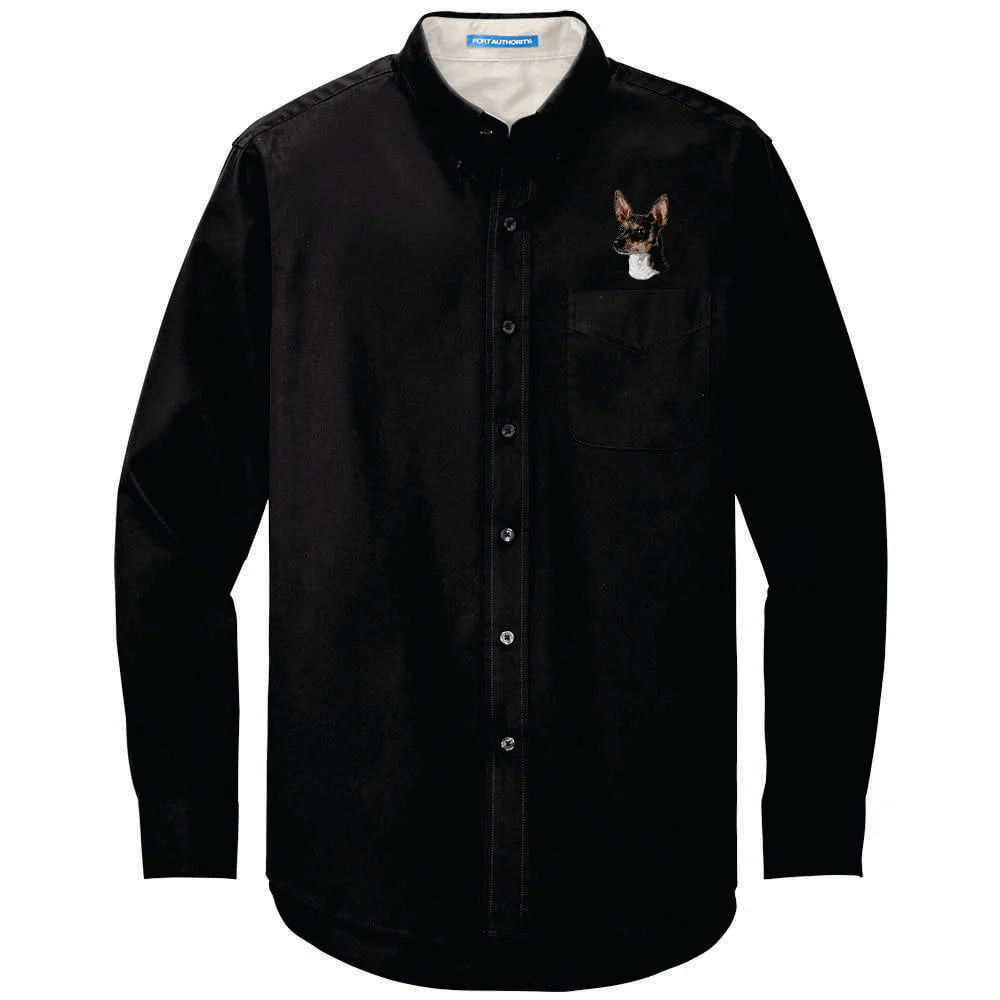 Rat Terrier Embroidered Long Sleeve Button Up Shirt - Image 4