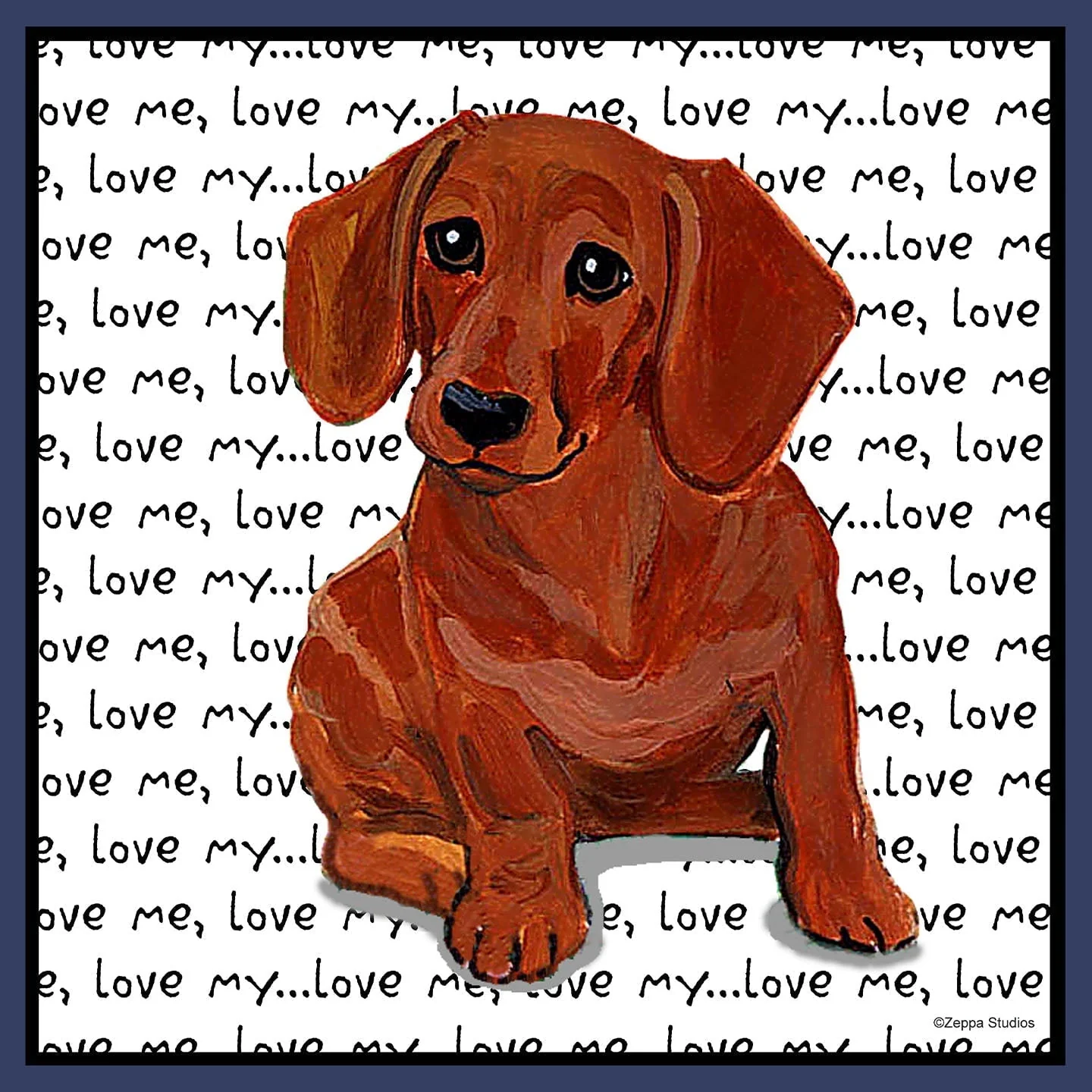Red Dachshund Love Text - Adult Unisex Crewneck Sweatshirt - Image 2