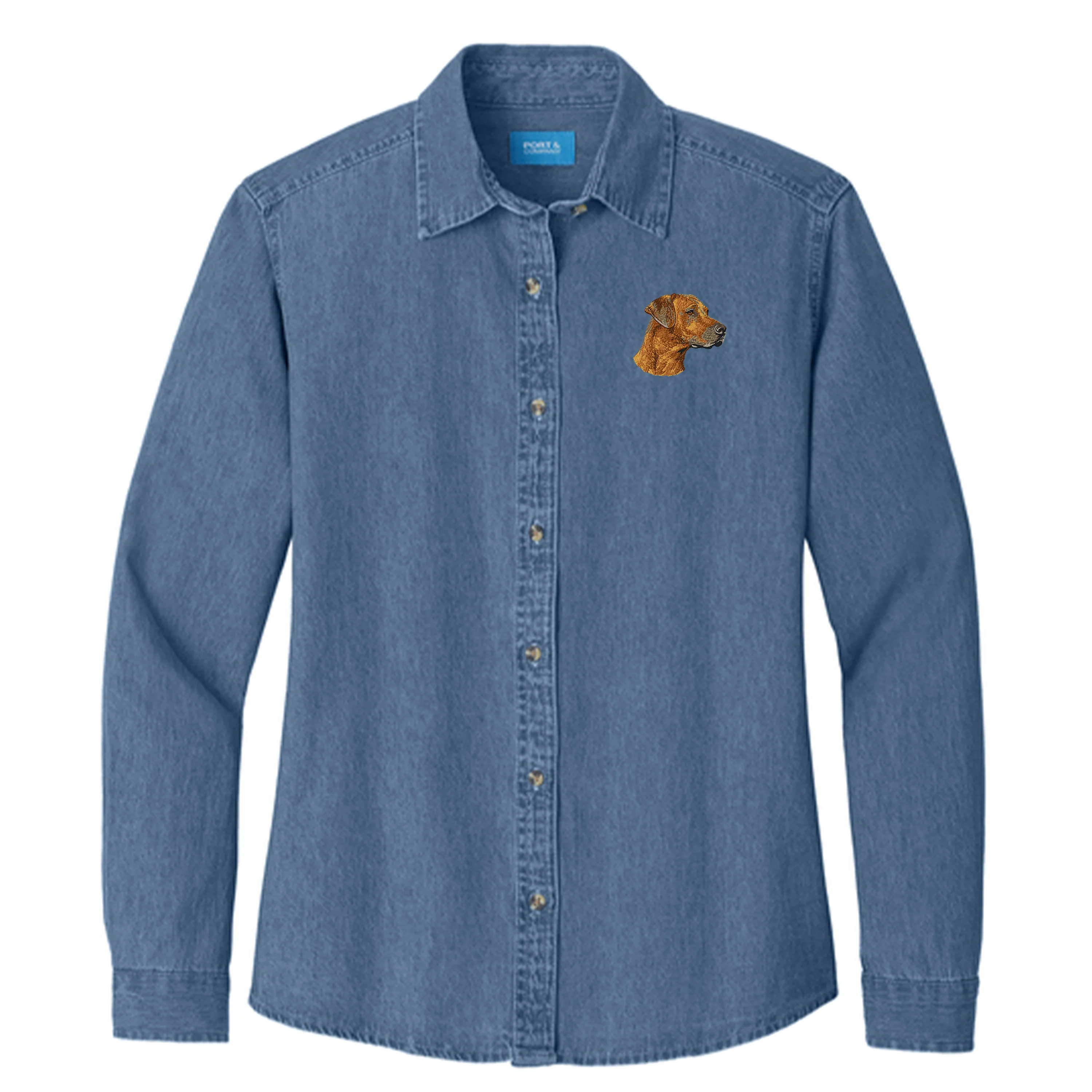 Rhodesian Ridgeback Embroidered Women's Denim Shirt