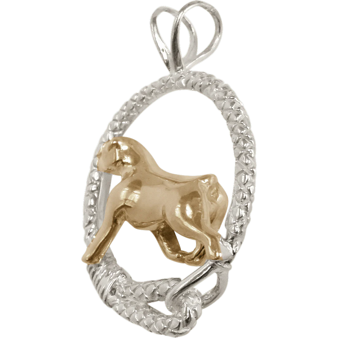 Solid 14K Gold Rottweiler in Sterling Silver Leash Pendant - Image 3