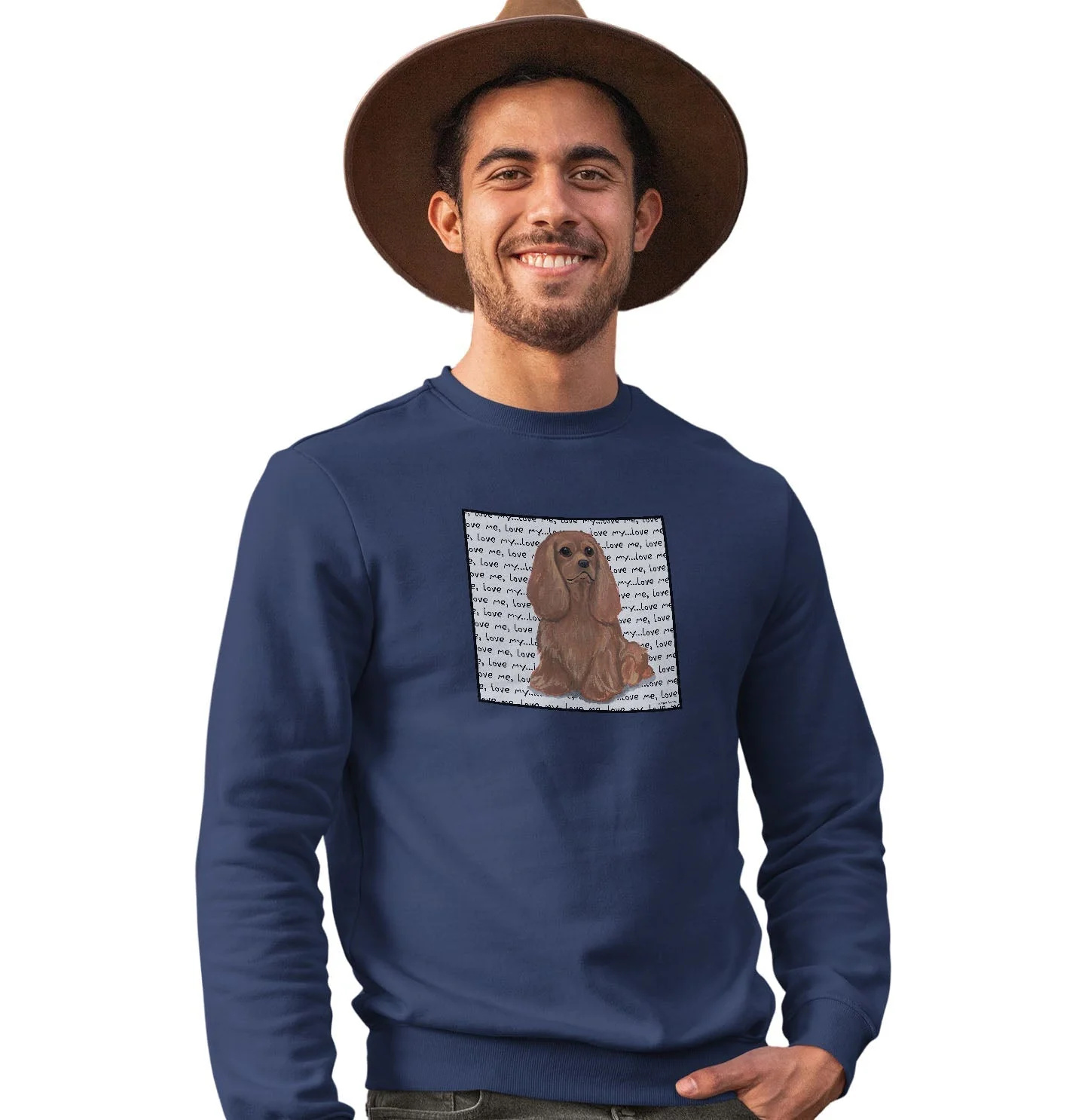 Ruby Cavalier King Charles Spaniel Love Text - Adult Unisex Crewneck Sweatshirt - Image 3