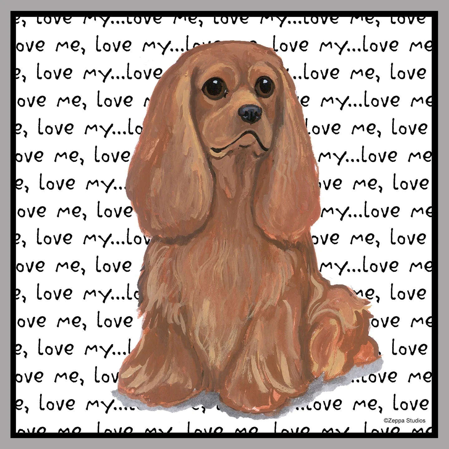 Ruby Cavalier King Charles Spaniel Love Text - Women's V-Neck T-Shirt - Image 2