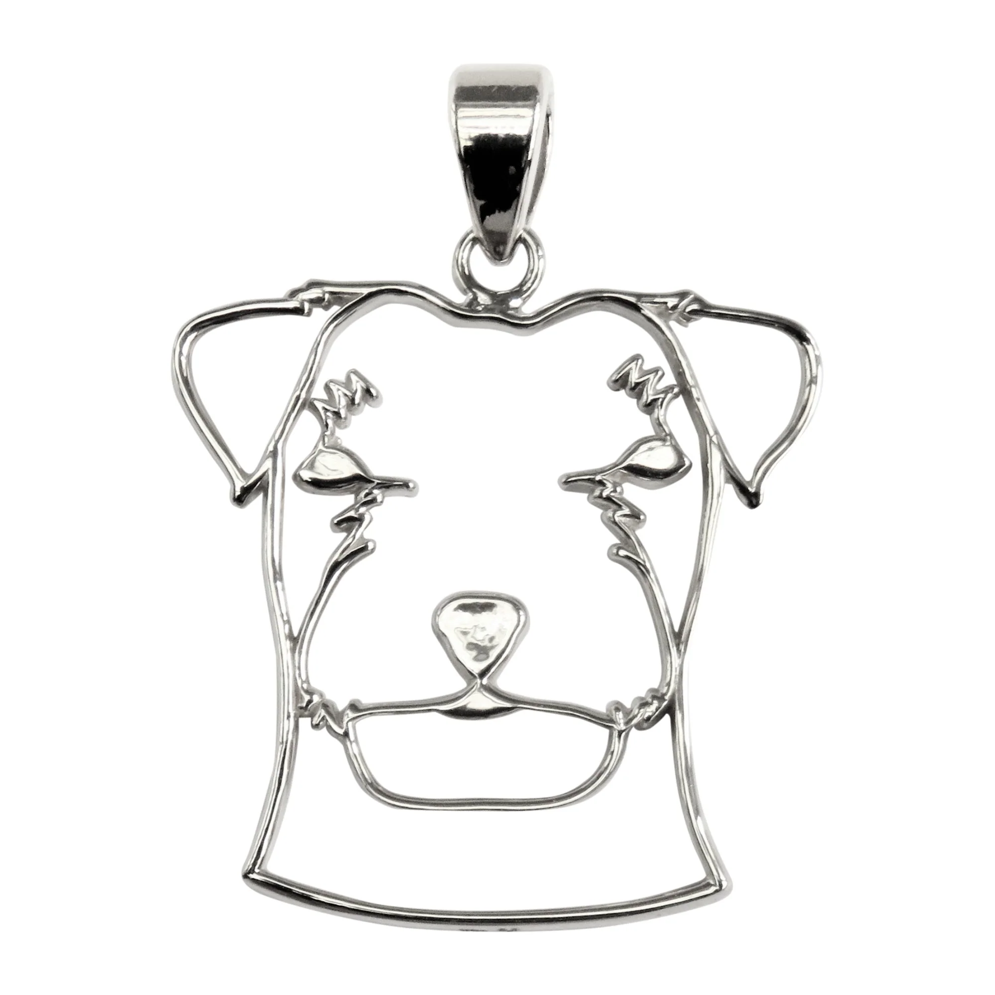 Russell Terrier in Sterling Silver Silhouette Head Pendant
