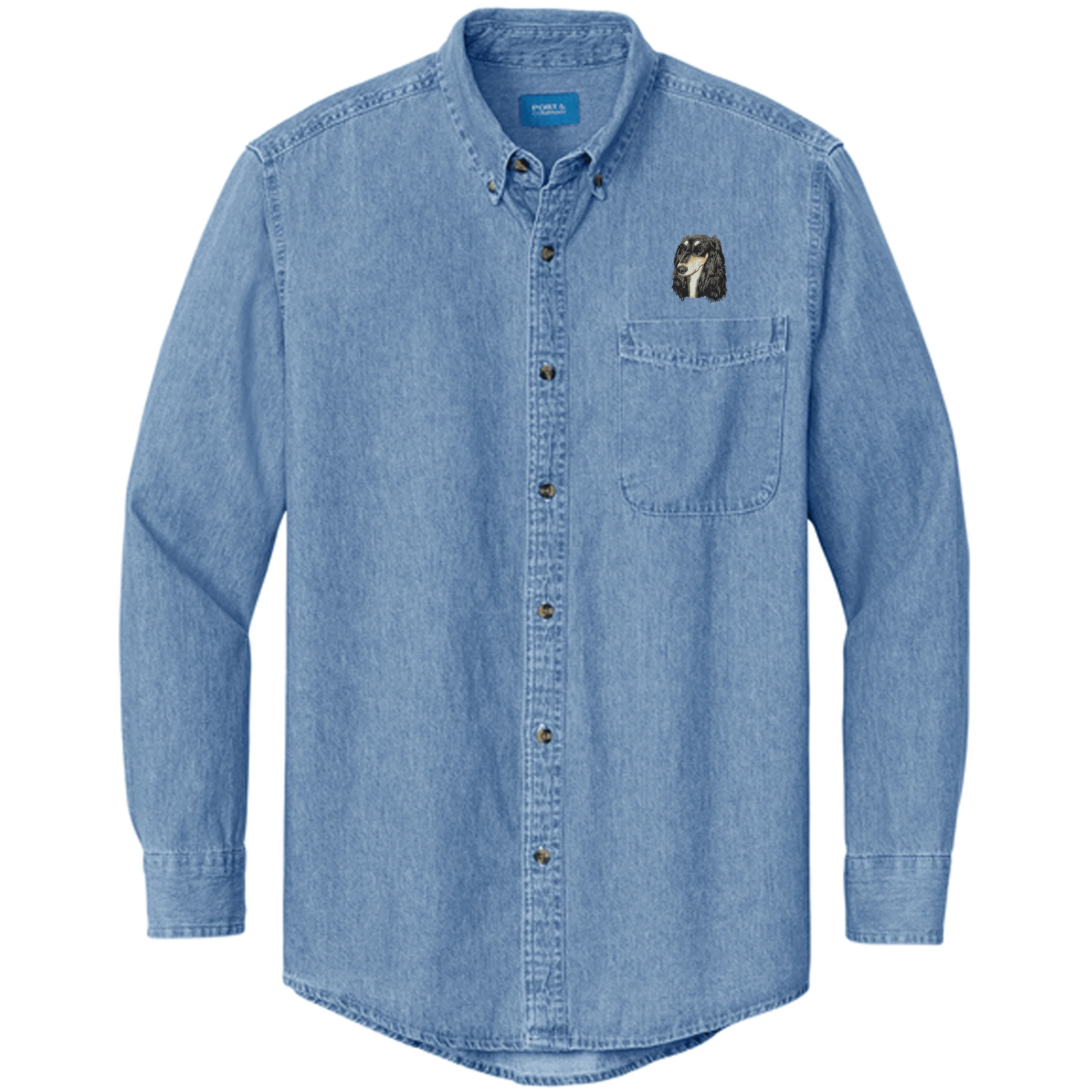 Saluki Embroidered Men's Denim Shirt