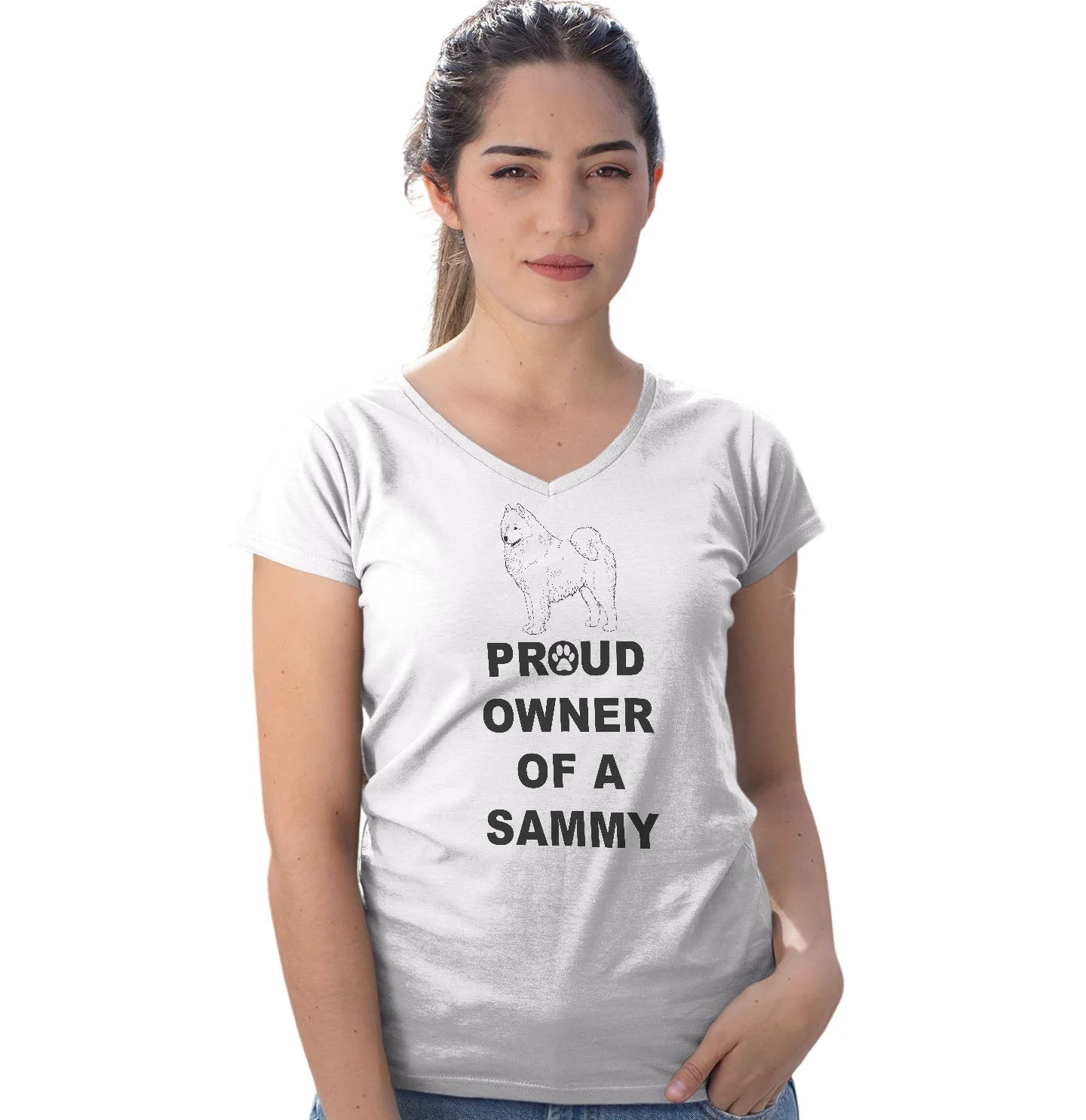 Samoyed Proud Owner - Women's V-Neck T-Shirt - Image 3