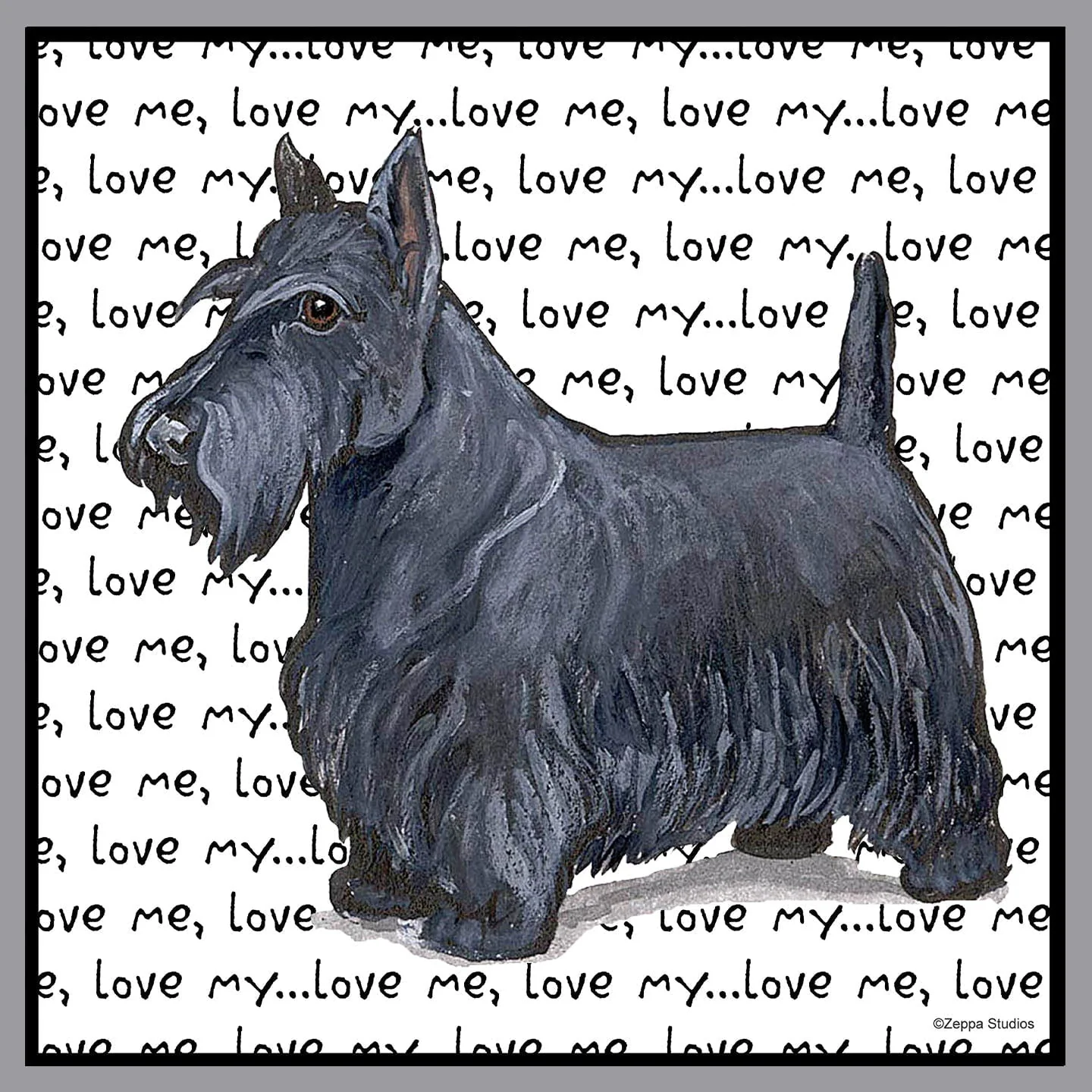 Scottish Terrier Love Text - Adult Unisex Crewneck Sweatshirt - Image 2
