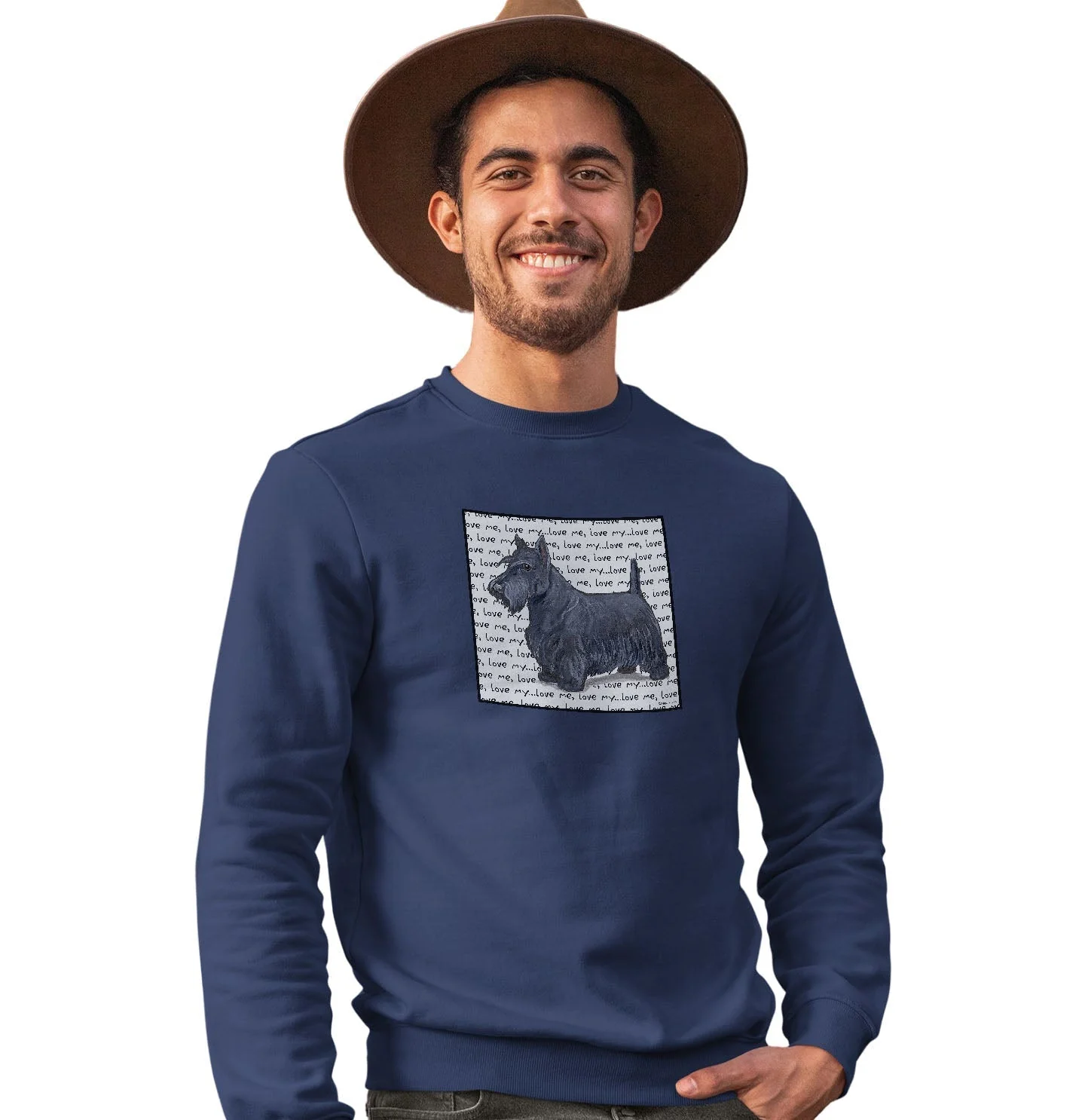 Scottish Terrier Love Text - Adult Unisex Crewneck Sweatshirt - Image 3