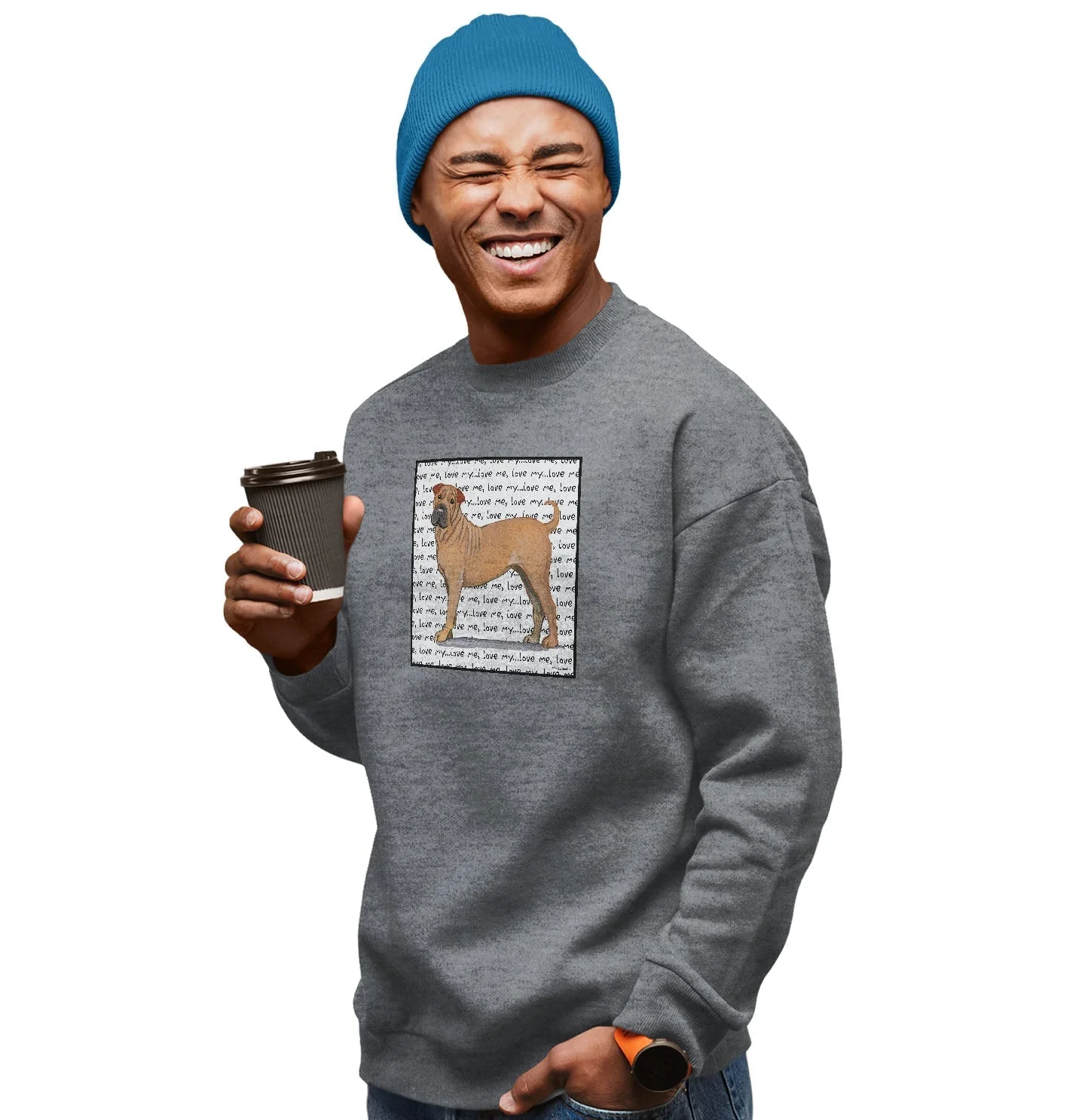 Chinese Shar-Pei Love Text - Adult Unisex Crewneck Sweatshirt