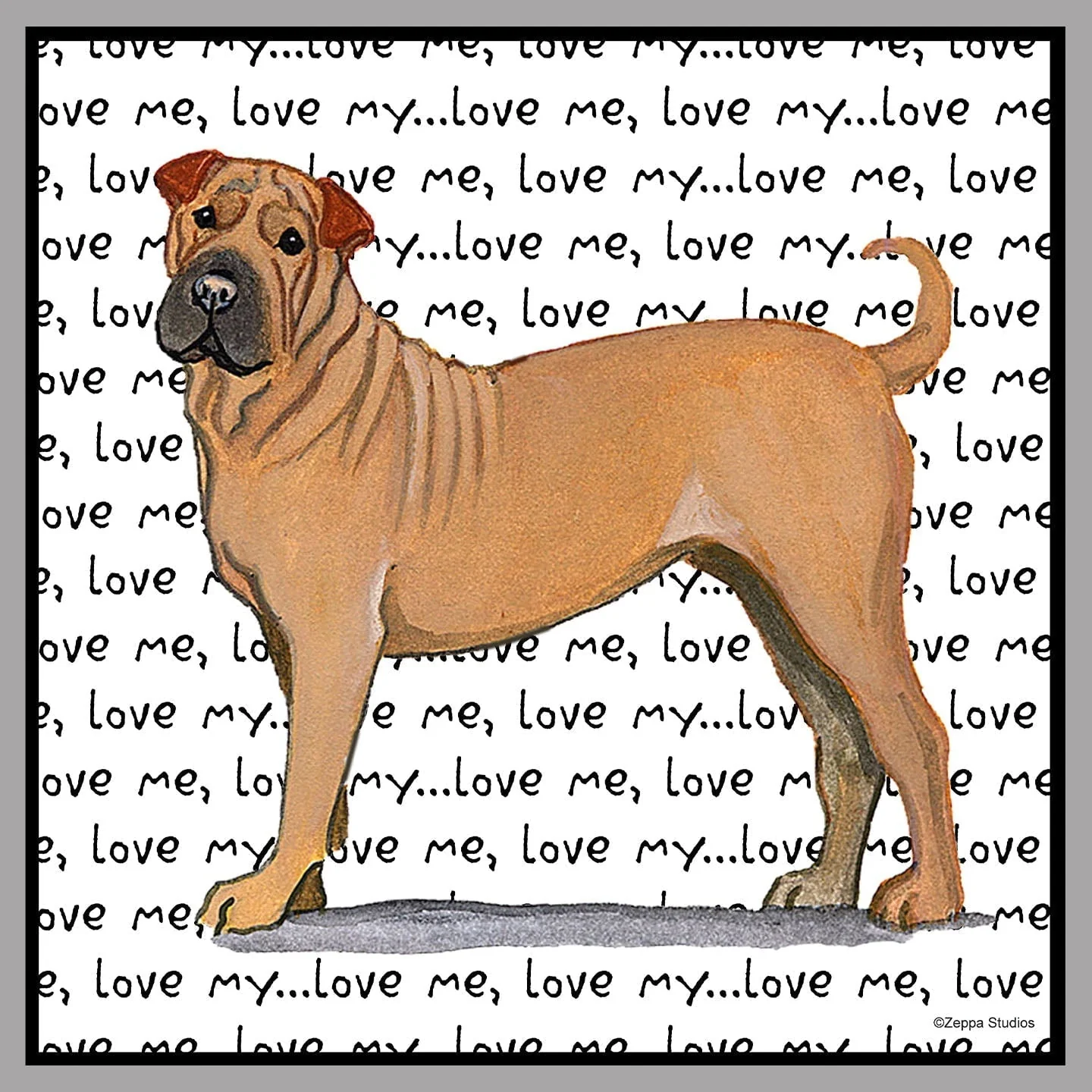 Chinese Shar-Pei Love Text - Women's V-Neck T-Shirt - Image 2