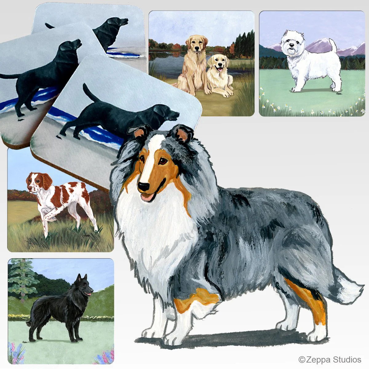 Shetland Sheepdog Scenic Square Coaster - Image 2