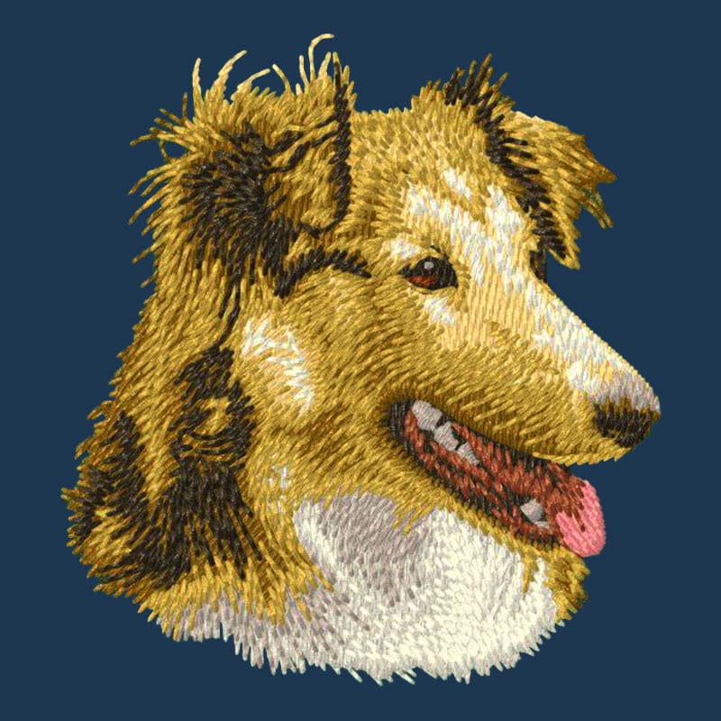 Shetland Sheepdog Embroidered Men's Denim Shirt - Image 2