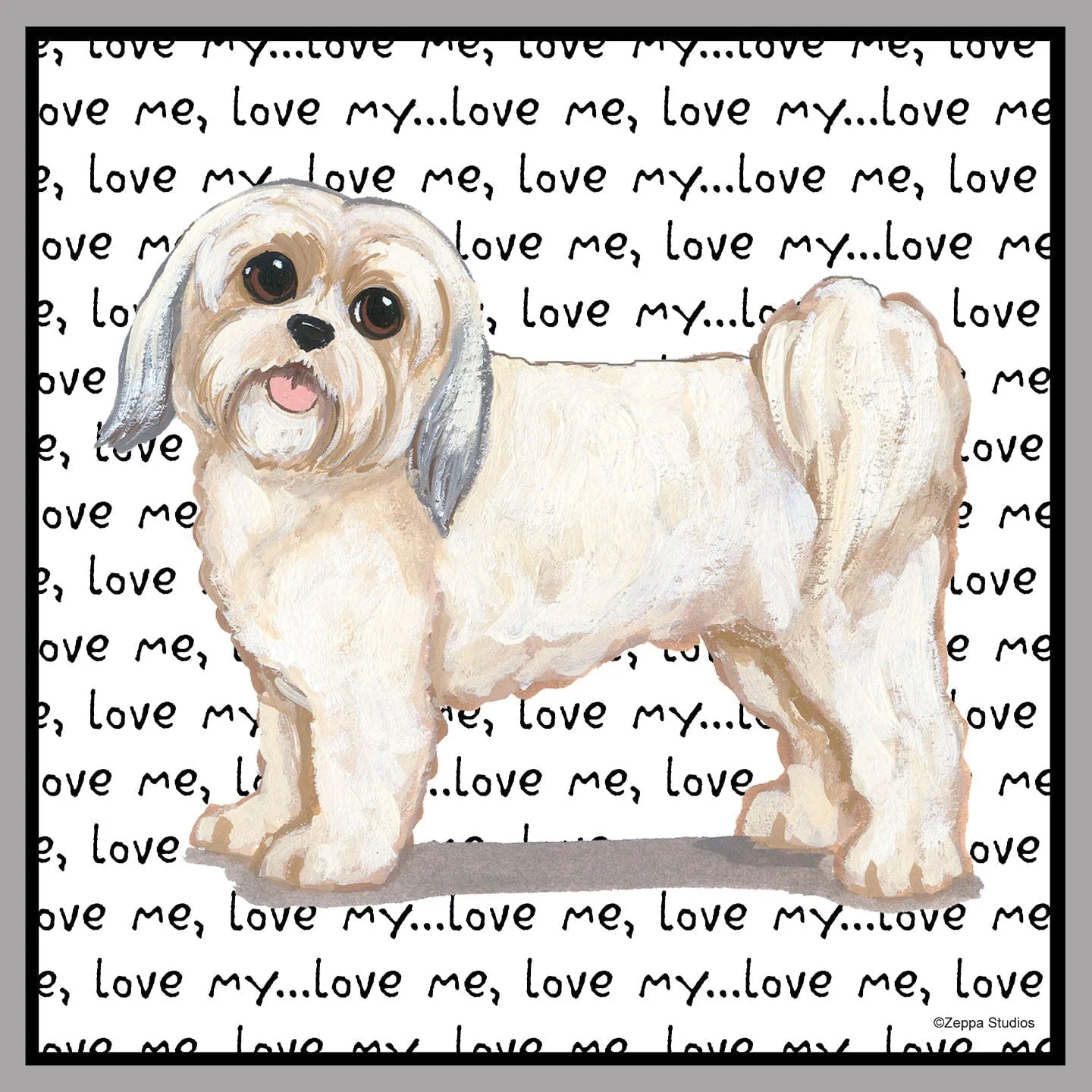 Short Haired Lhasa Apso Love Text - Women's V-Neck T-Shirt - Image 2