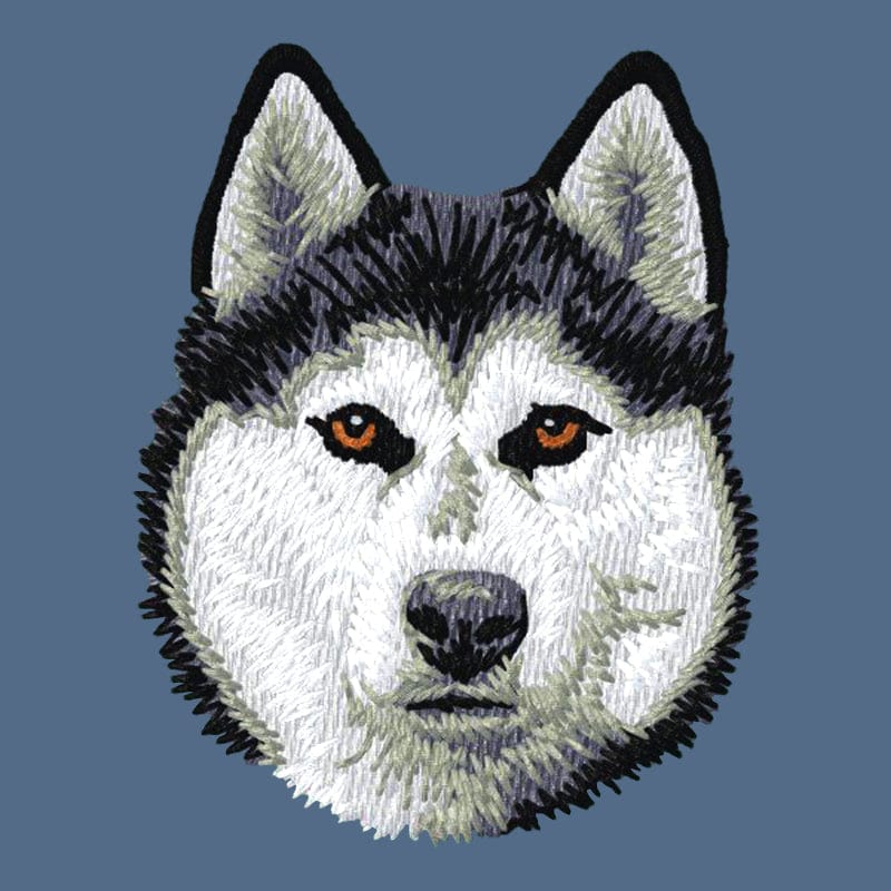Siberian Husky Embroidered Women's Denim Shirt - Image 2