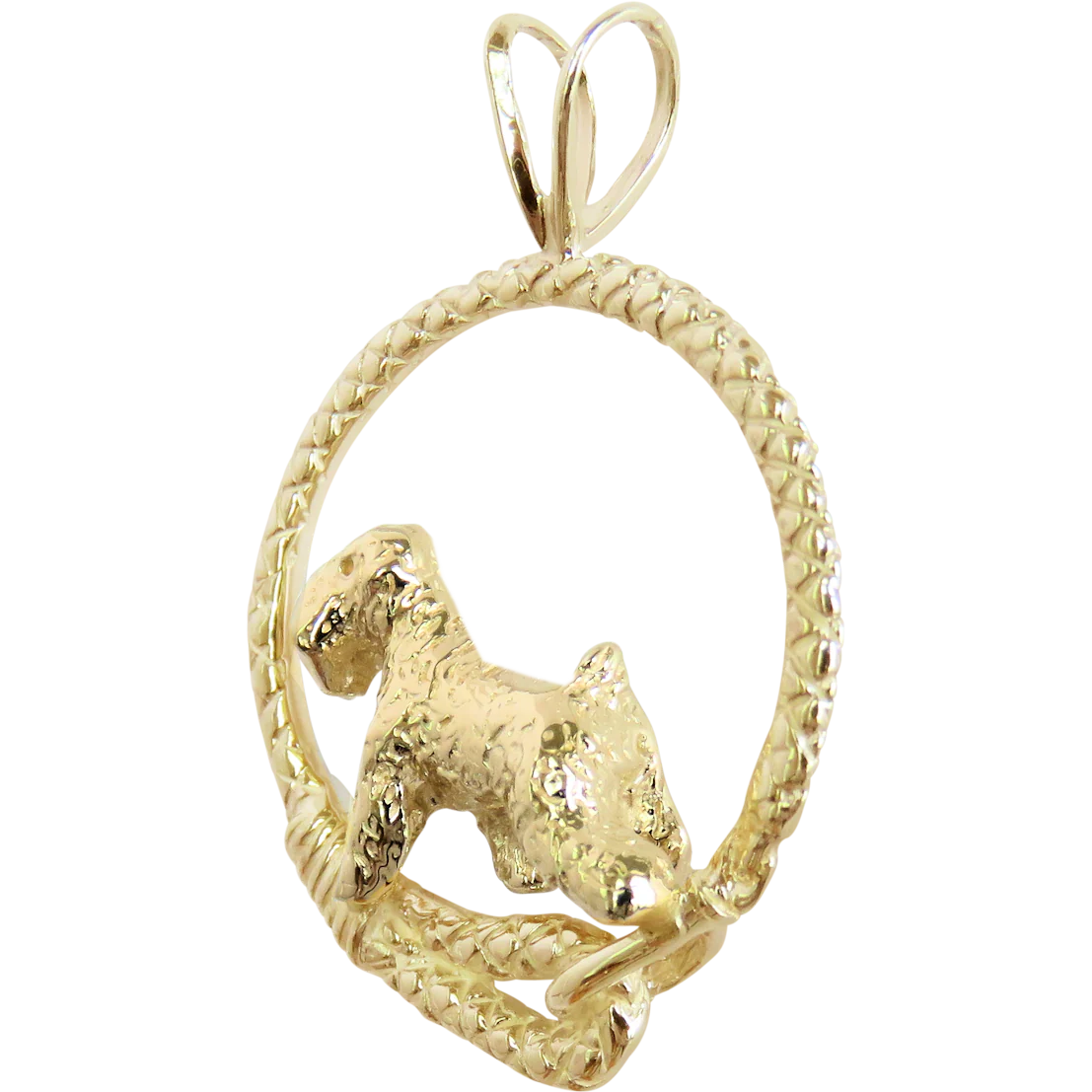 Solid 14K Gold Soft Coated Wheaten Terrier Leash Pendant - Image 3