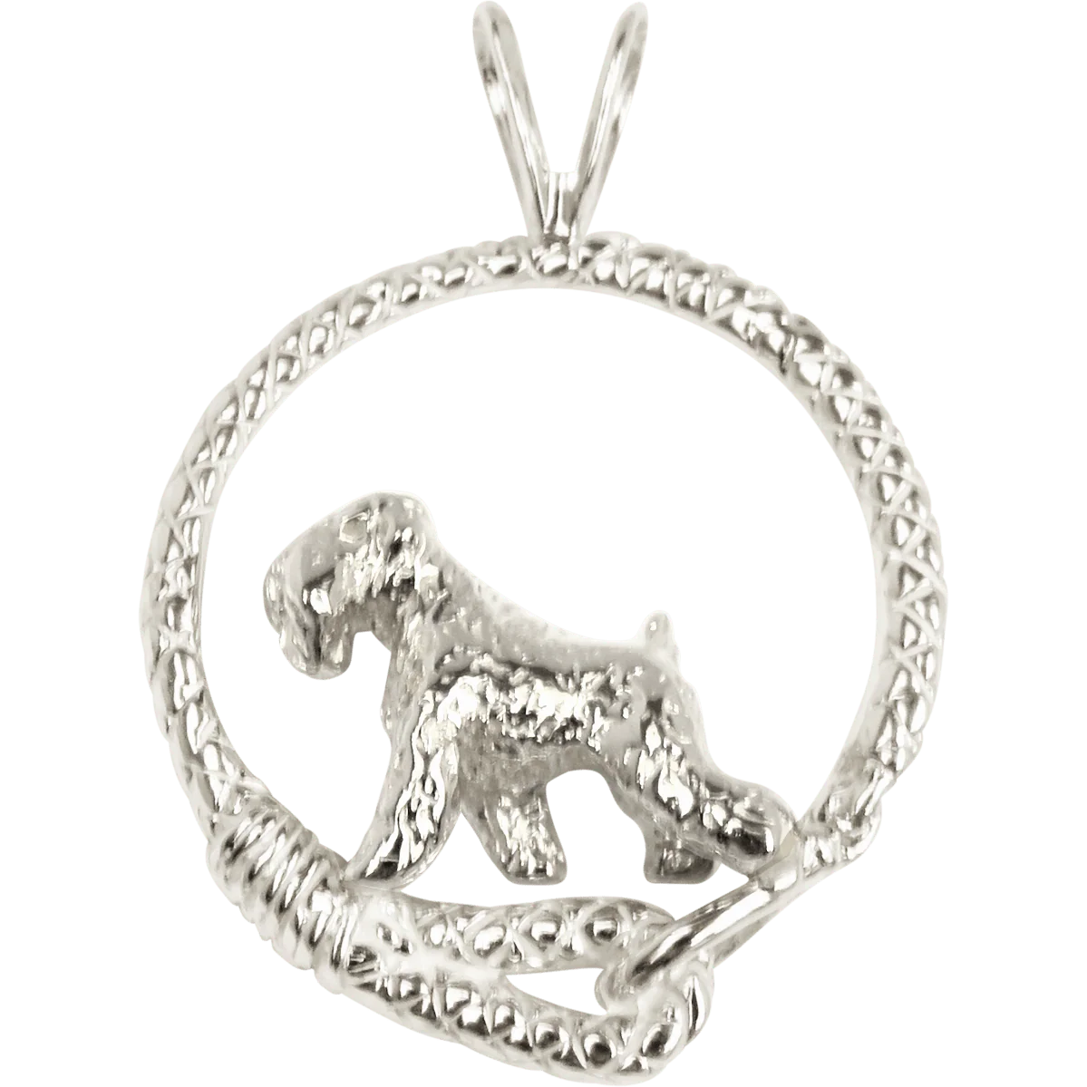 Soft Coated Wheaten Terrier in Solid Sterling Silver Leash Pendant