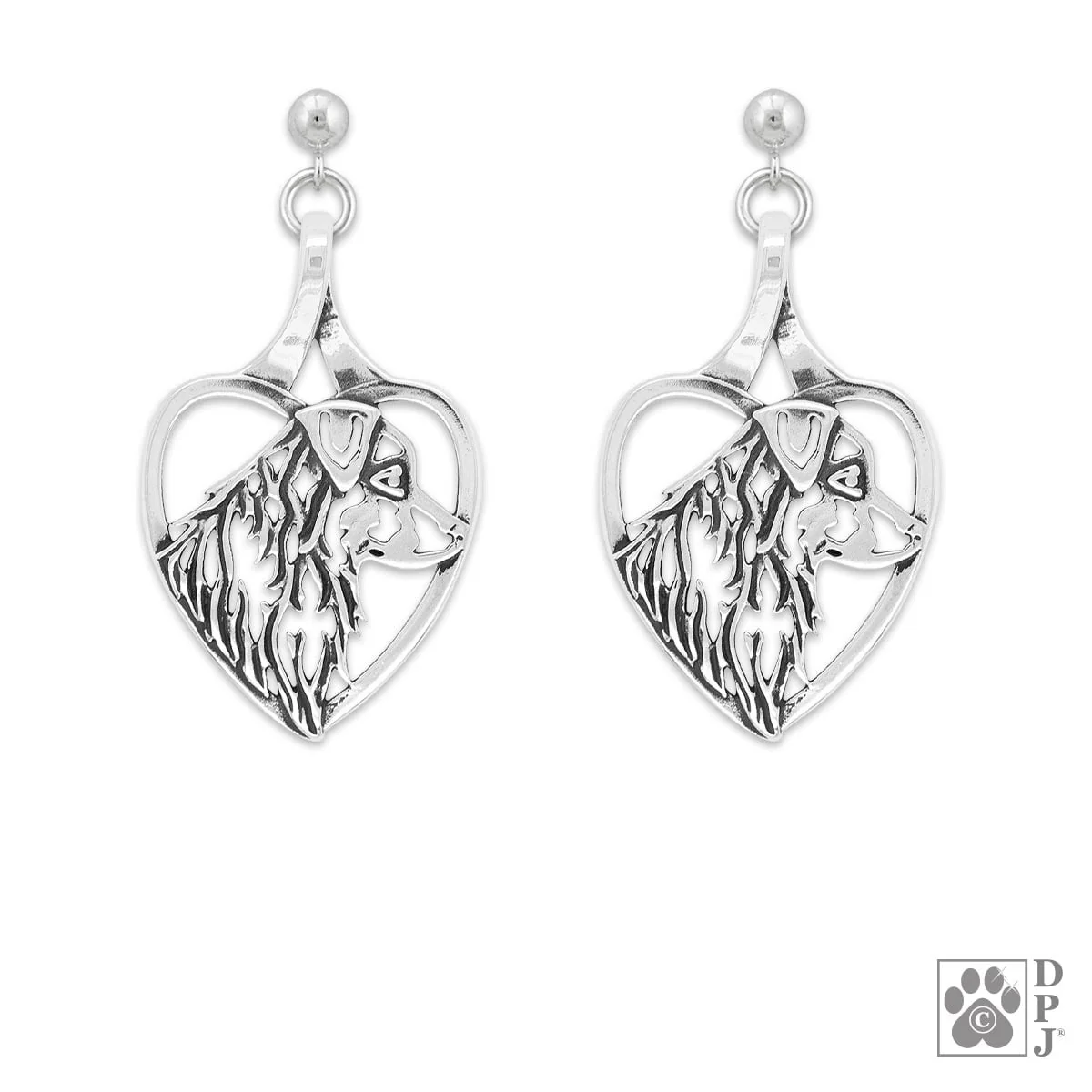 Australian Shepherd in Heart, Sterling Silver Earrings - Image 2