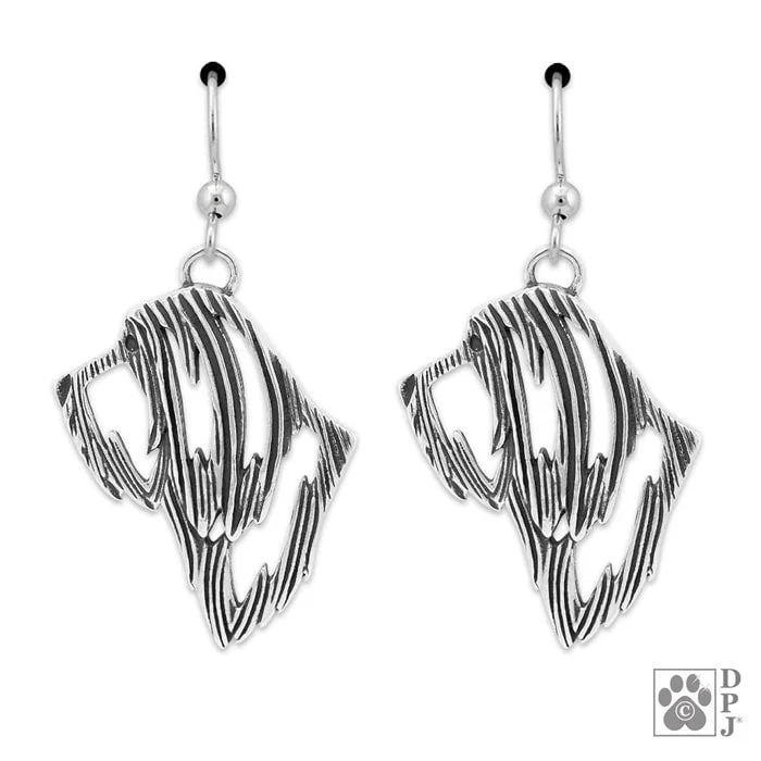 Bearded Collie Head Sterling Silver Earrings - Image 2