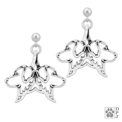 Double Golden Retriever Sterling Silver  Earrings - Image 2
