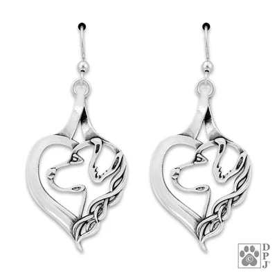 Golden Retriever Sterling Silver Heart Earrings - Image 2